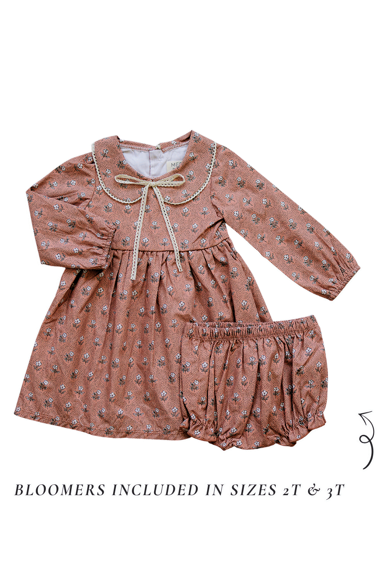 Vintage Pink Floral Dress with Peter Pan Collar, Cotton, Sizes 2-7