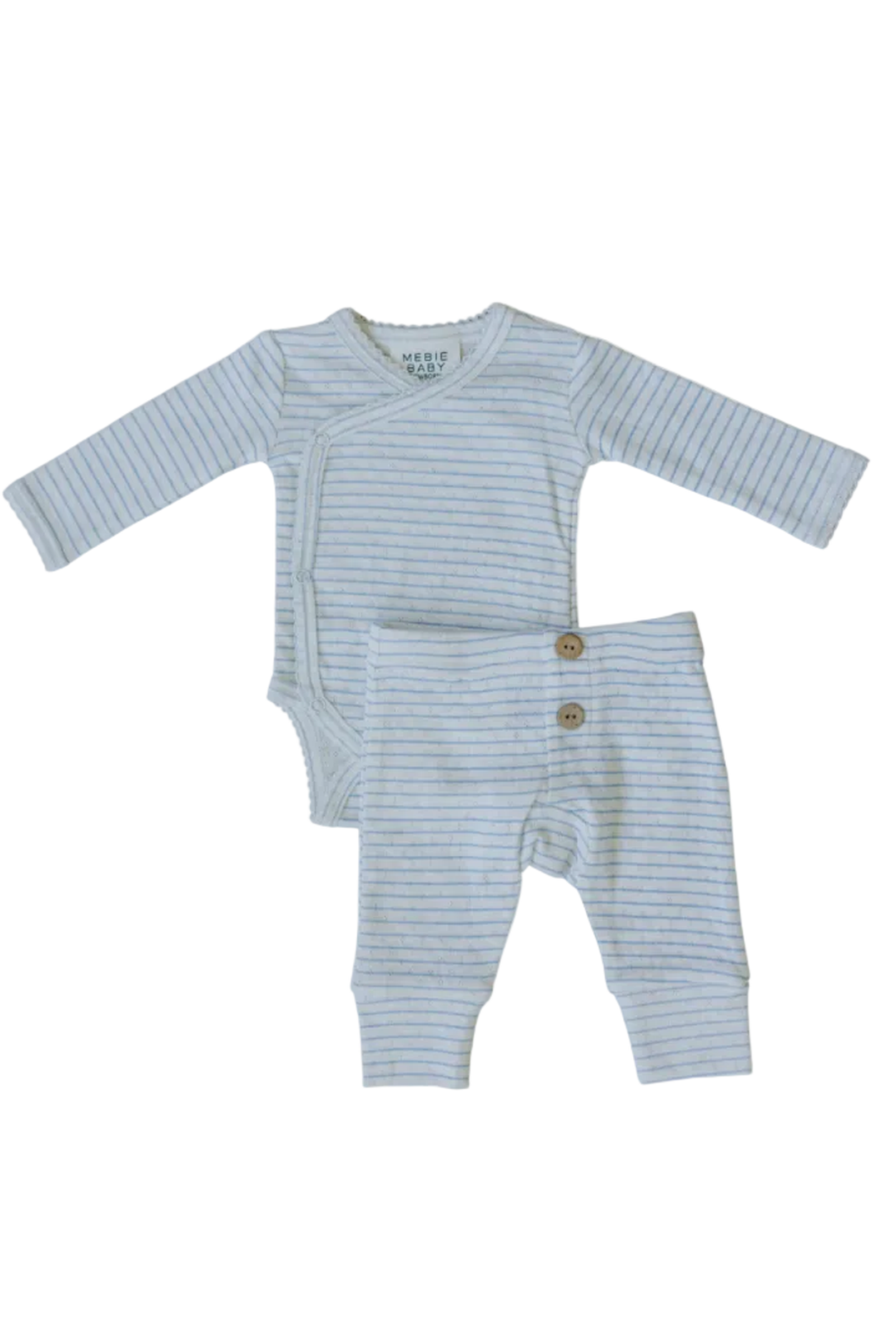 Blue Stripe Pointelle Baby Layette Set