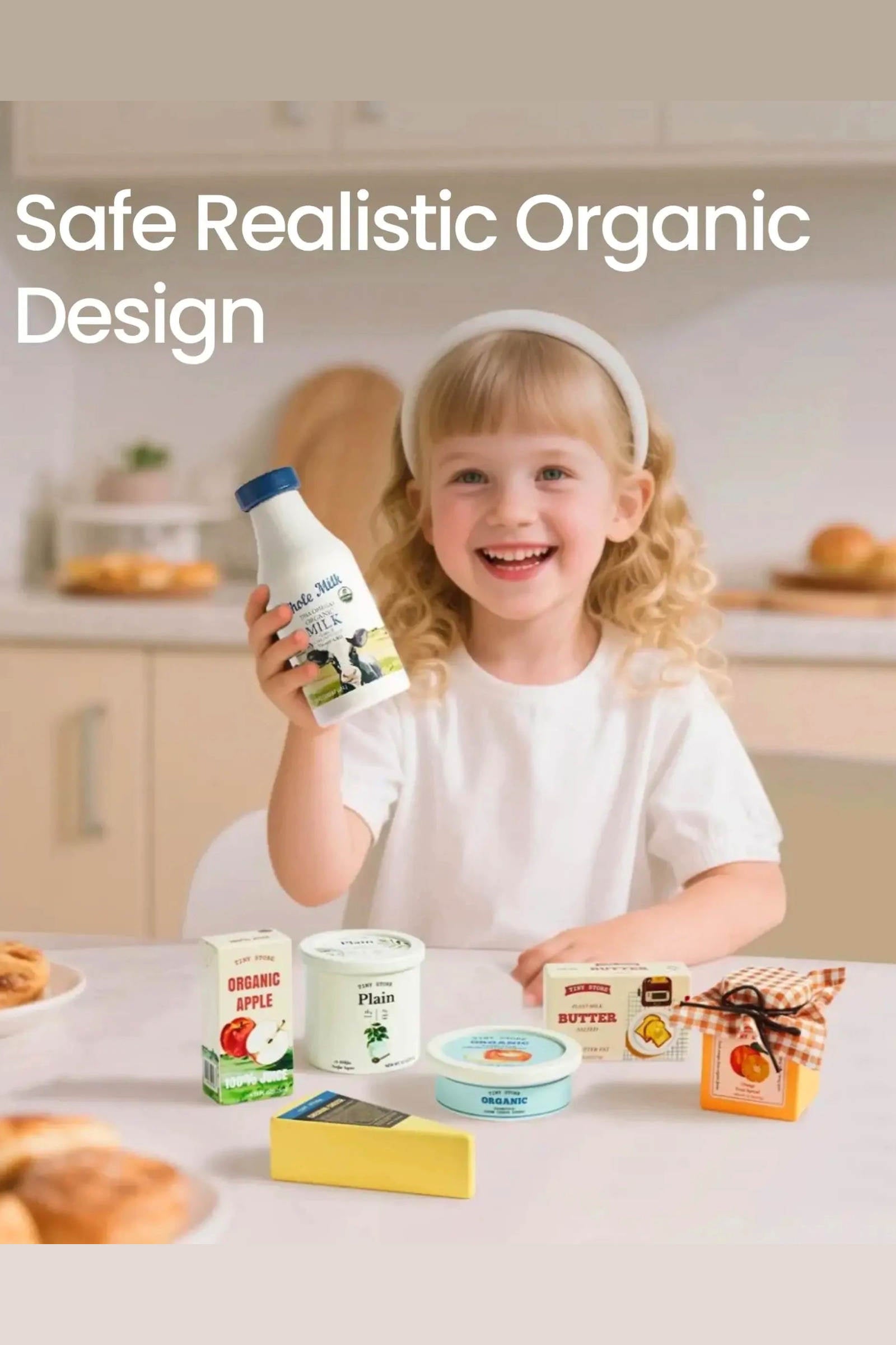 Organic Wooden Play Food Set Bundle | Meat, Dairy, Eggs, Fruits & Veggies