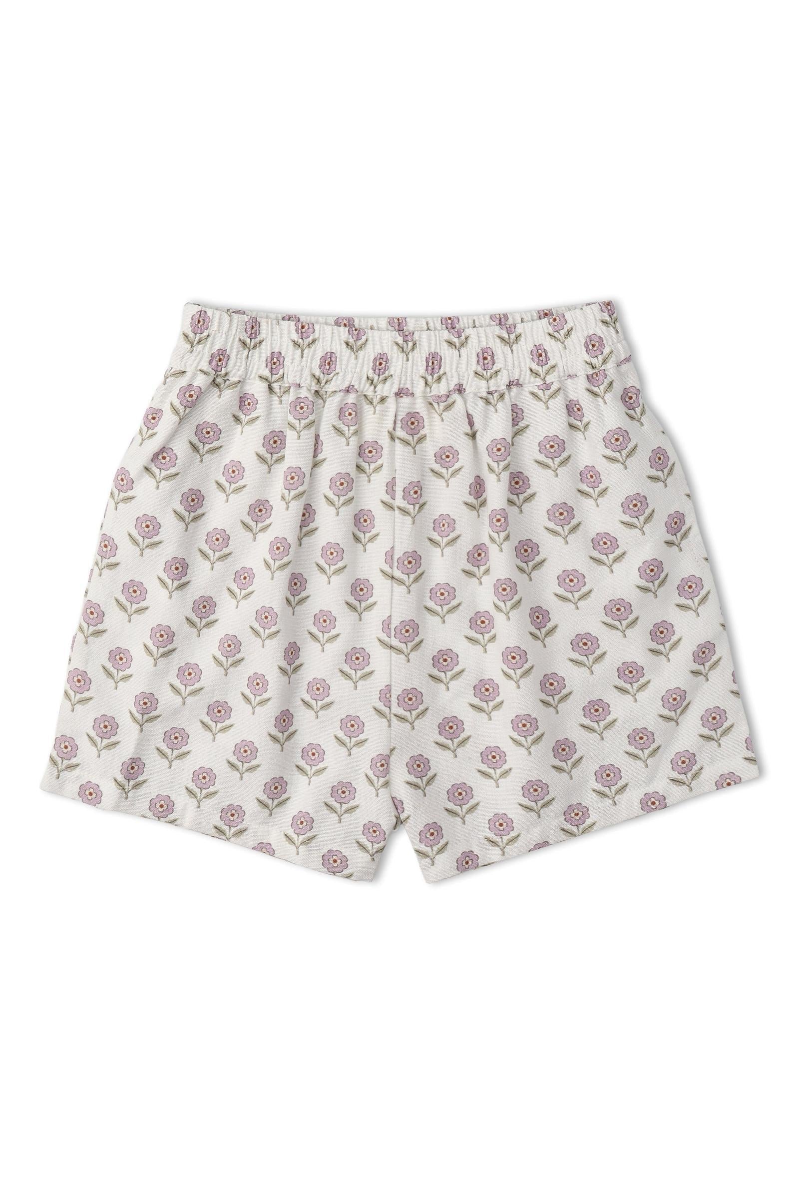 Organic Tie Up Top & Shorts Set - Lavender