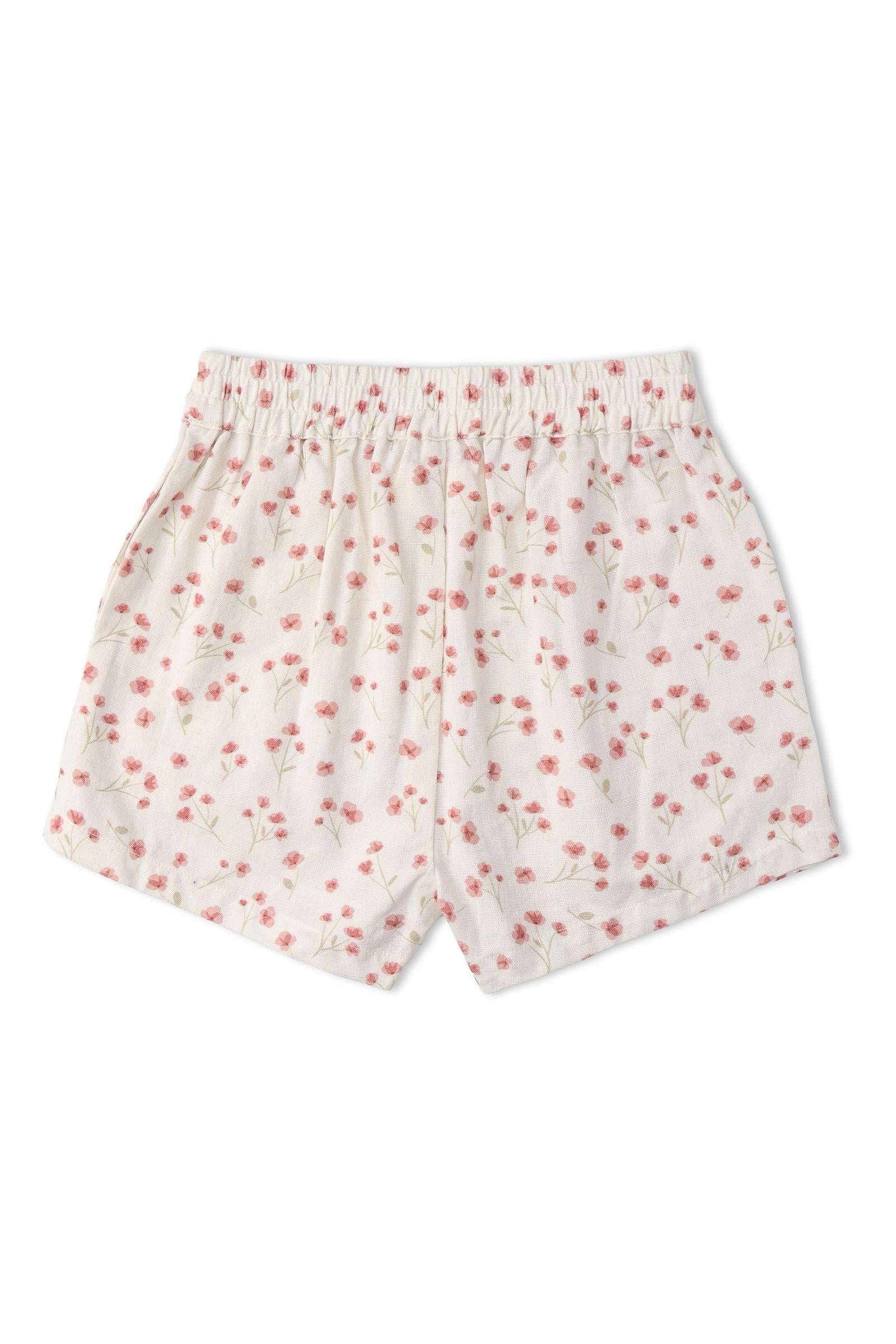 Organic Tie Up Top & Shorts Set - Pink  Bloom
