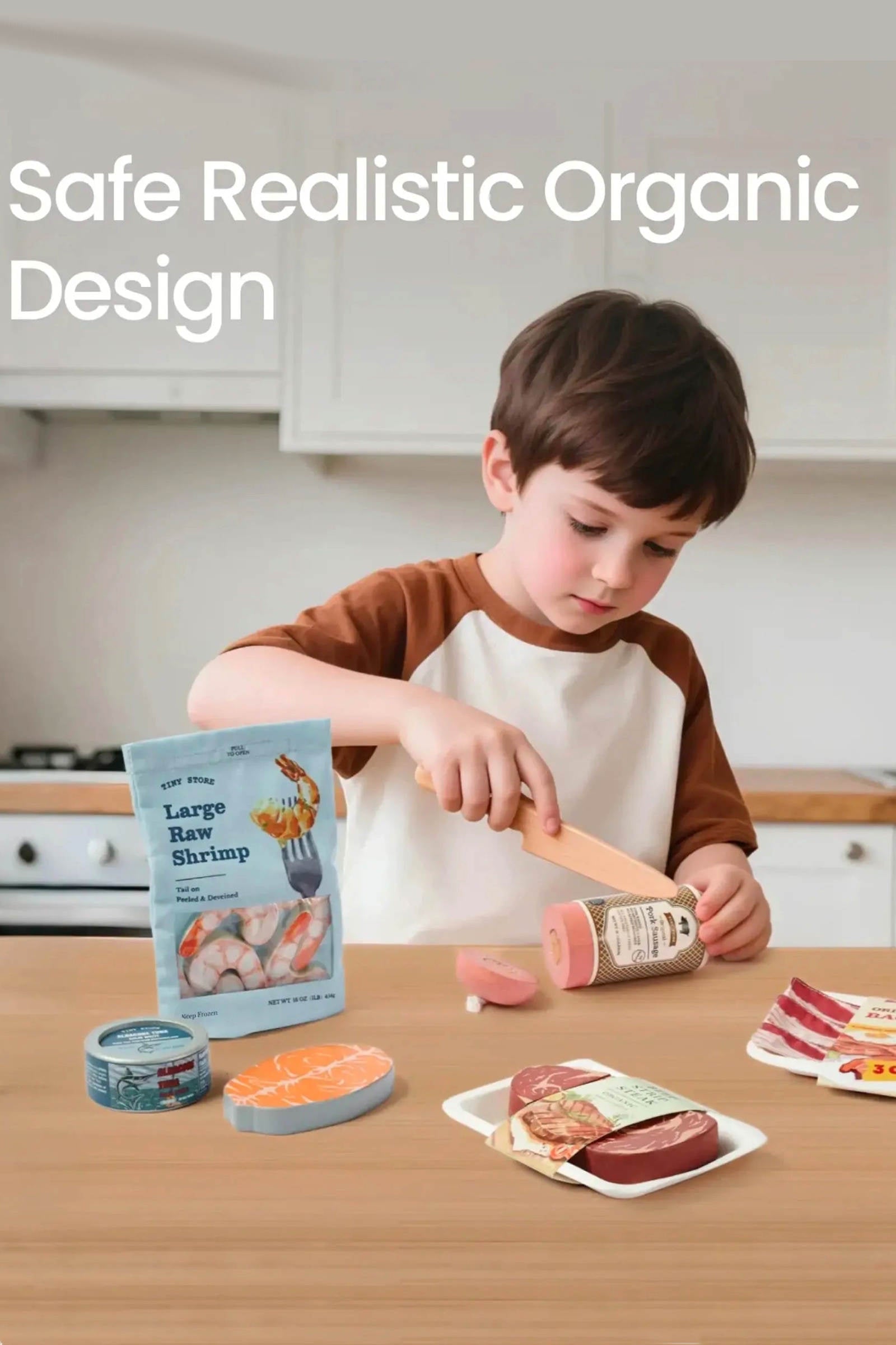 Organic Wooden Meat & Seafood Play Food Set