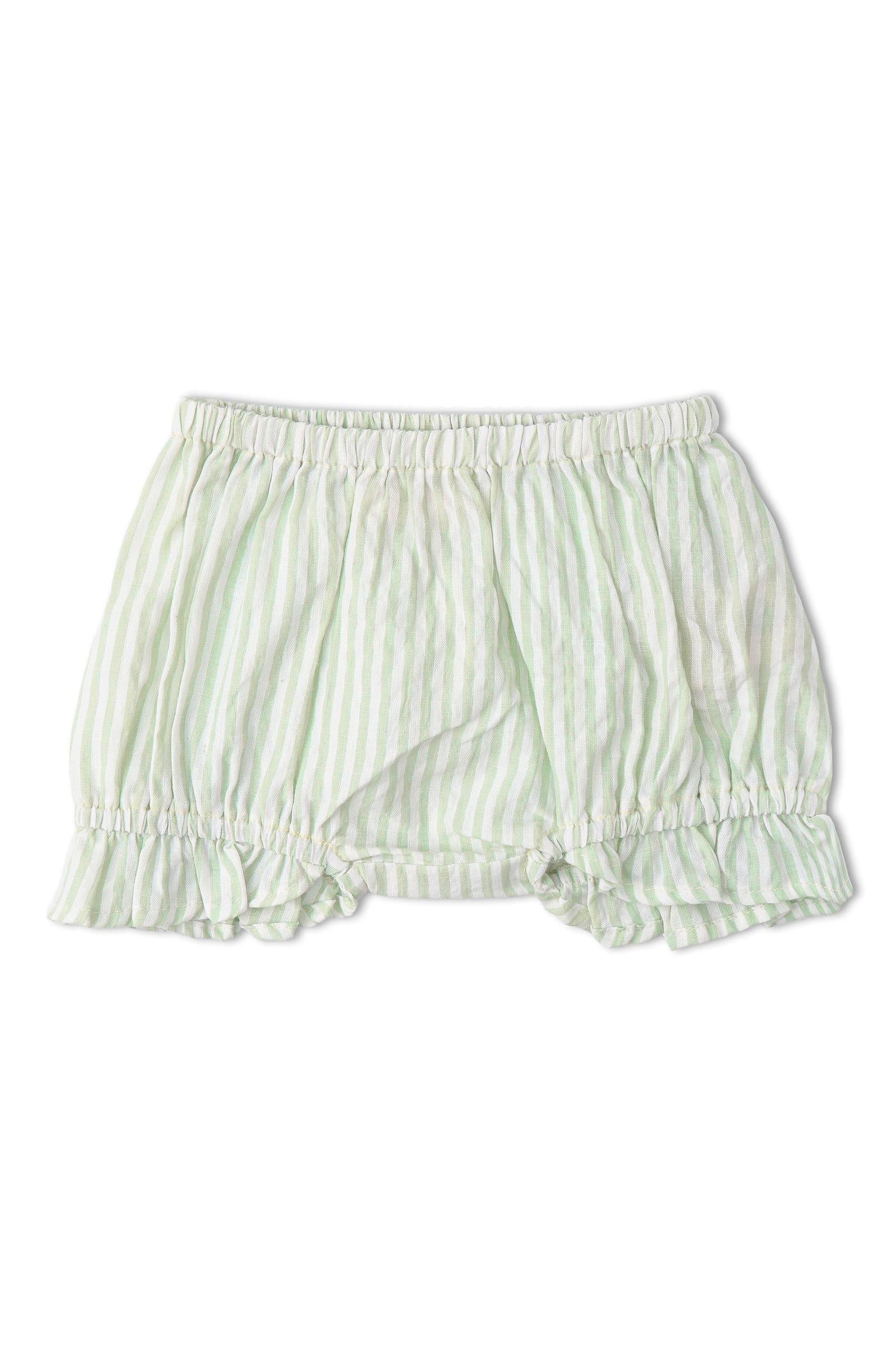 Organic Smocked Top And Bloomer Set - Basil Stripes