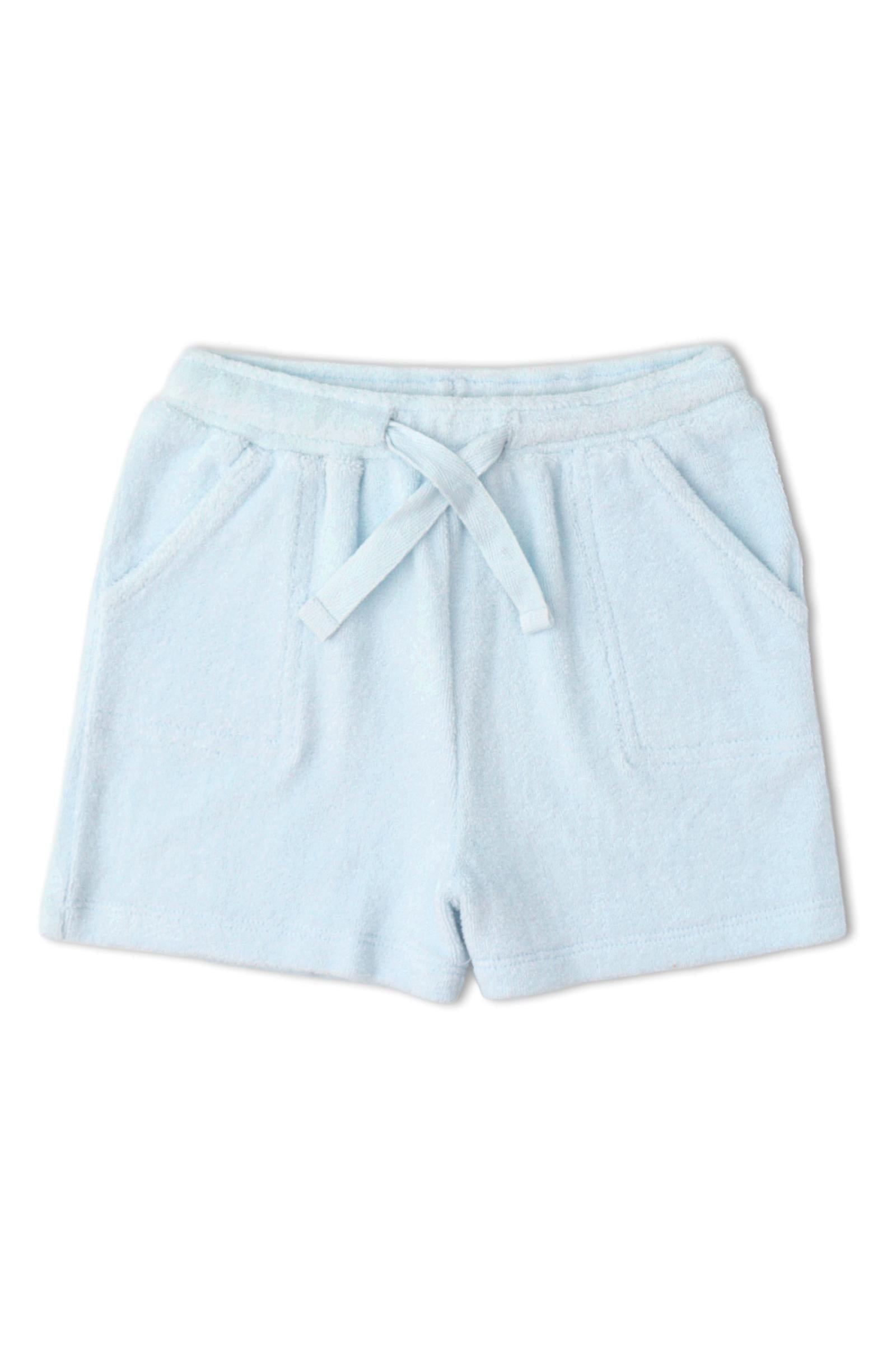 Organic Terry Tee & Shorts Set - Light Blue