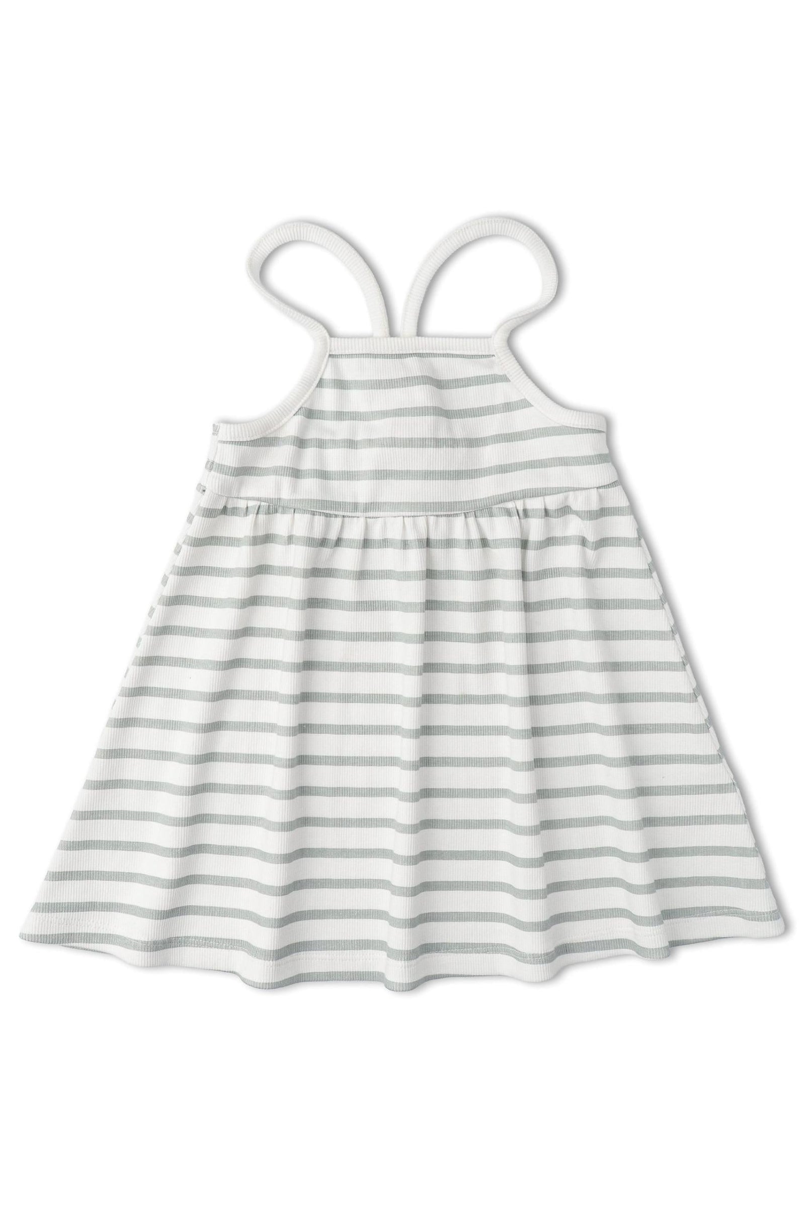 Organic Tie-Back Strap Dress - Fog Stripes