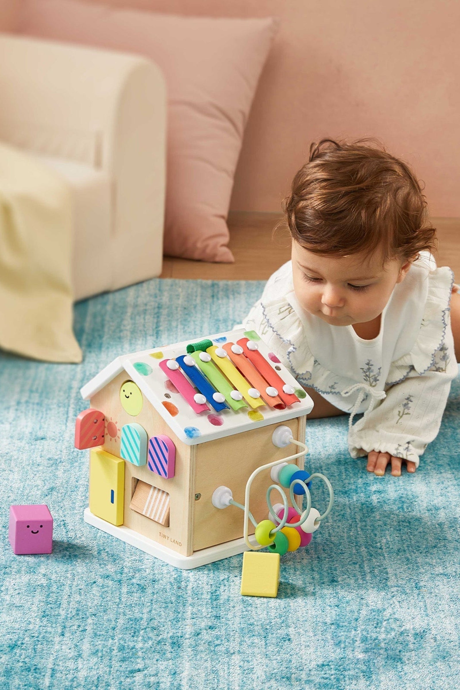Cottage Rainbow Wooden Activity Cube, Montessori Inspired, Baby & Toddler