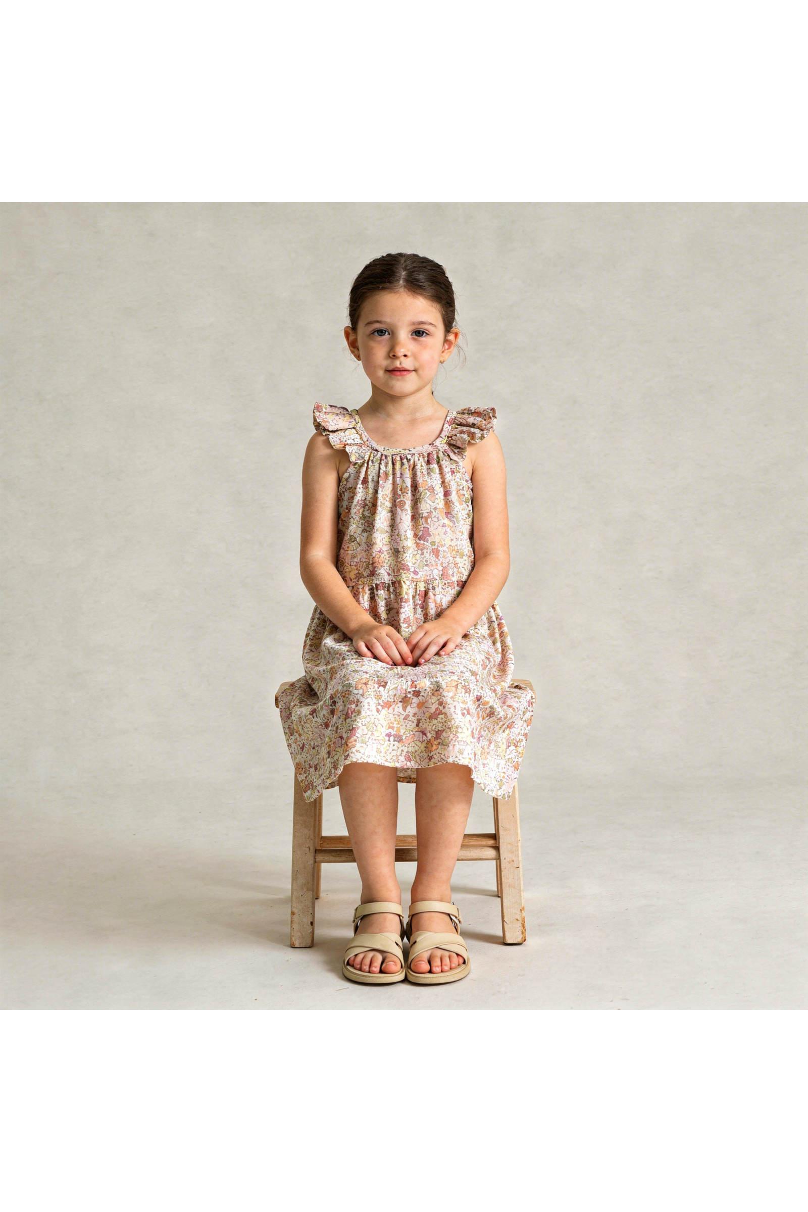 Organic Ruffle Tiered Dress - Pastel Bloom