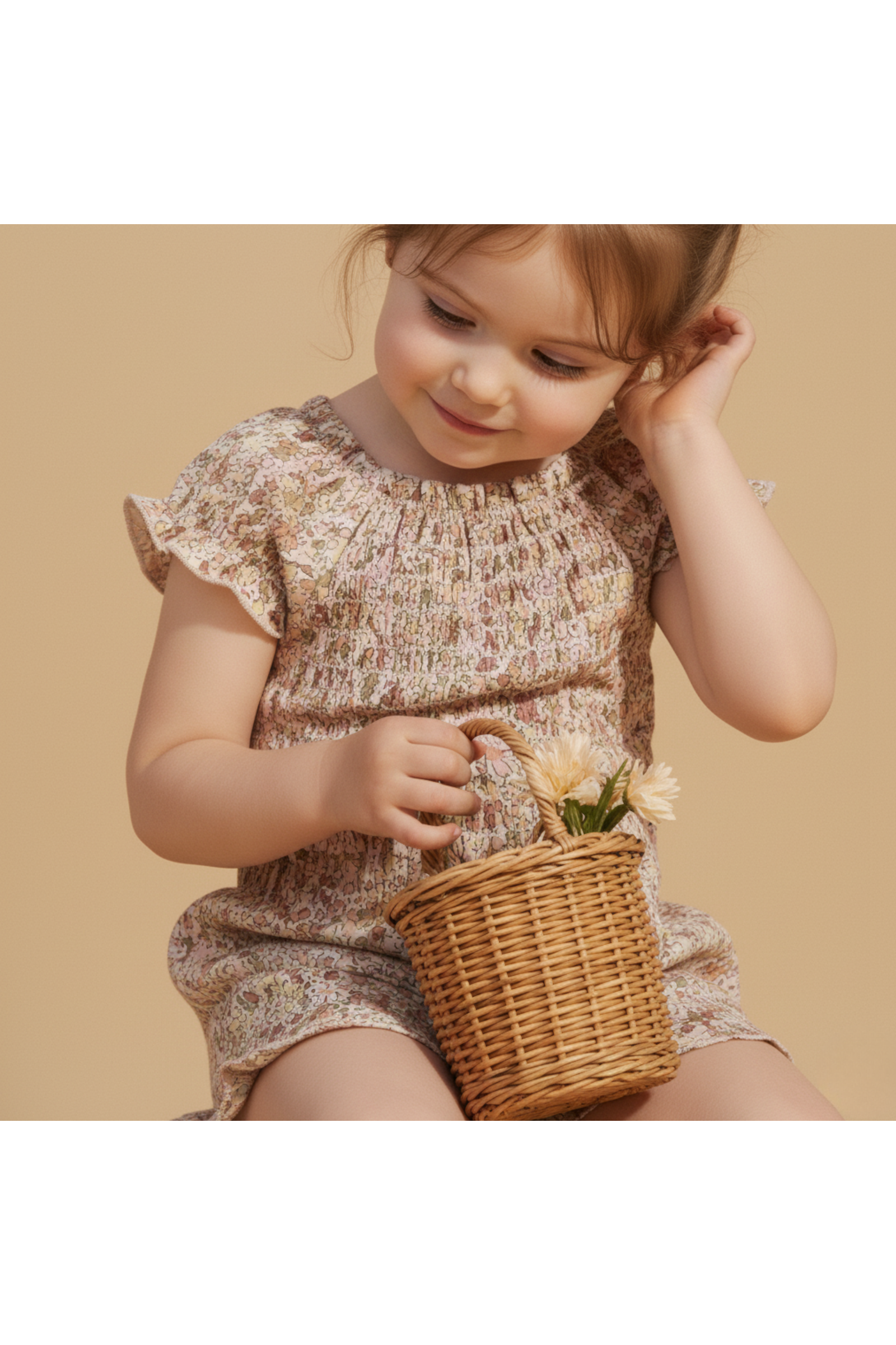 Organic Smocked Jumpsuit - Pastel Bloom