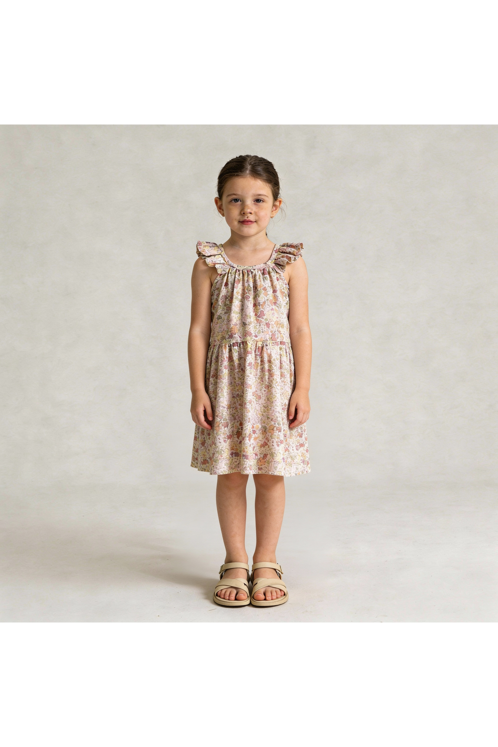 Organic Ruffle Tiered Dress - Pastel Bloom