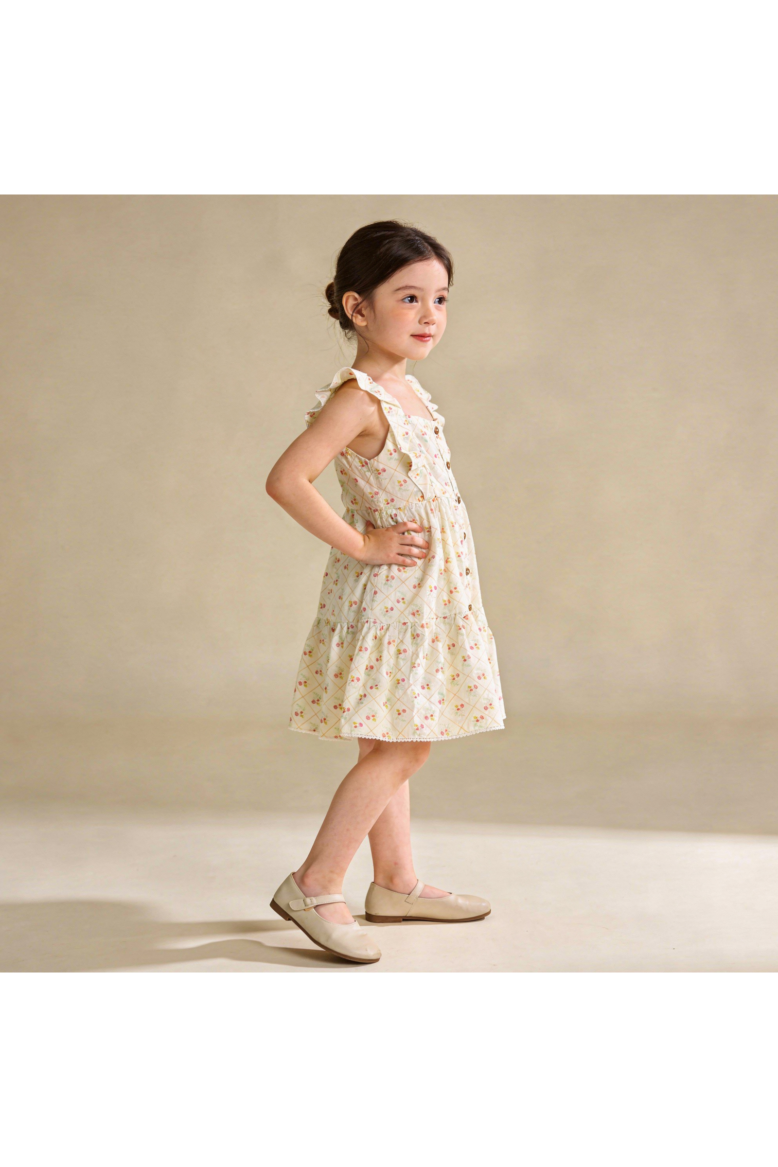 Organic Flutter Buttoned Tiered Dress - Spring Weave