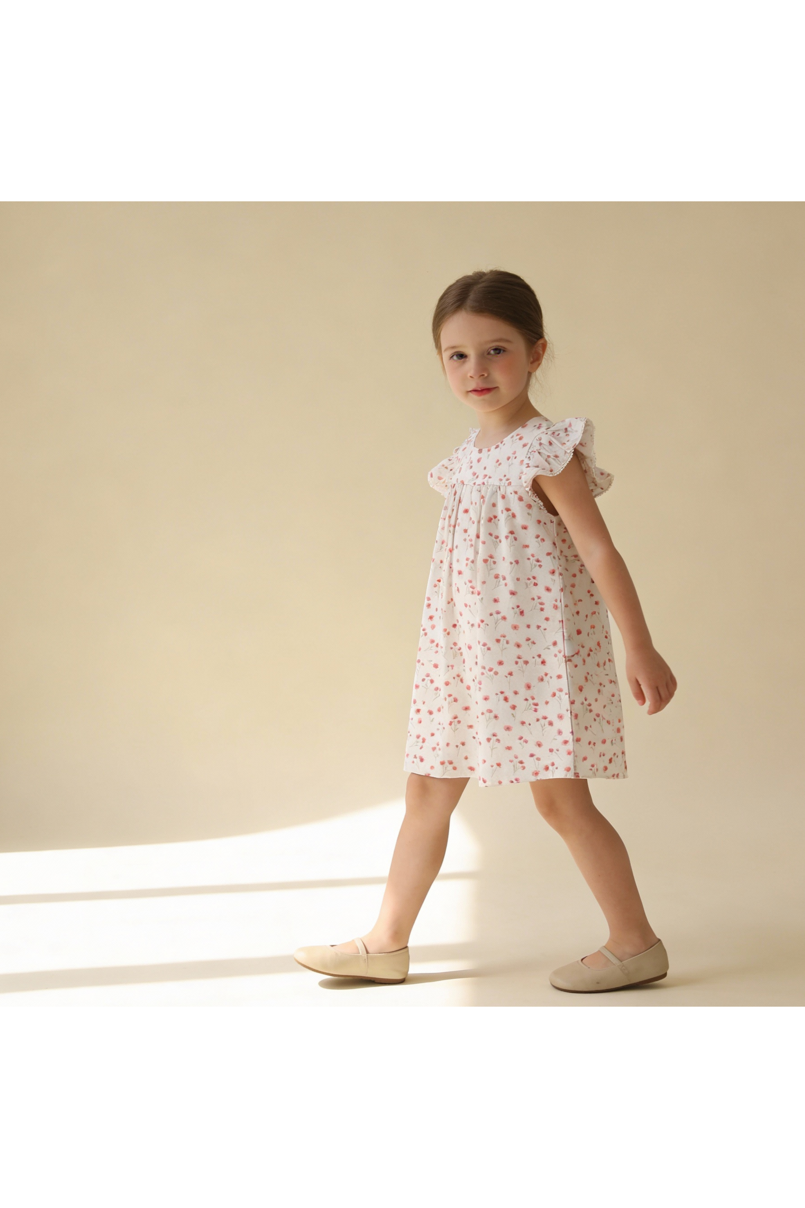 Organic Short Sleeve Flutter Dress - Pink  Bloom