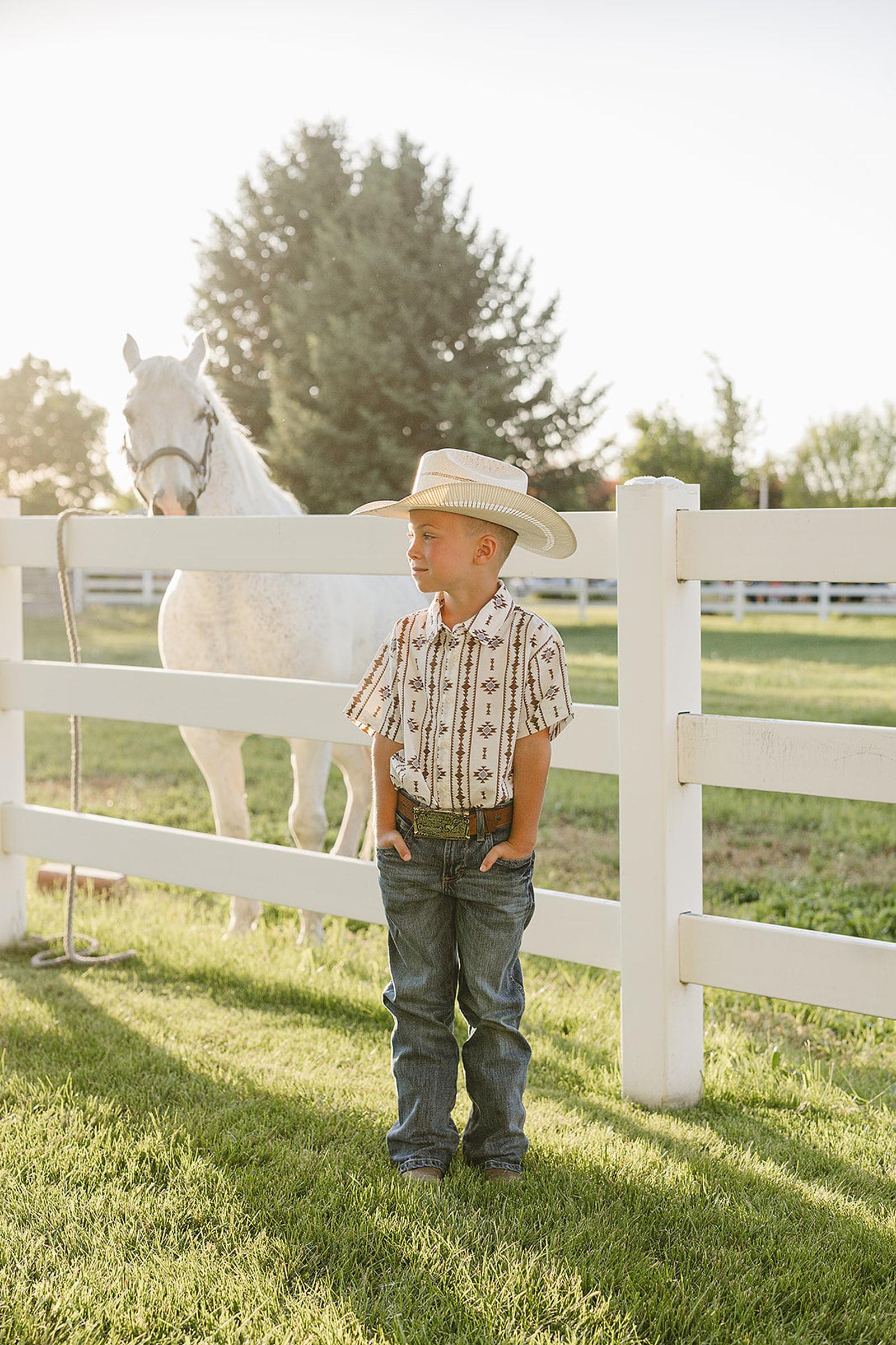 Aztec Western Button Up Shirt for Baby & Kids