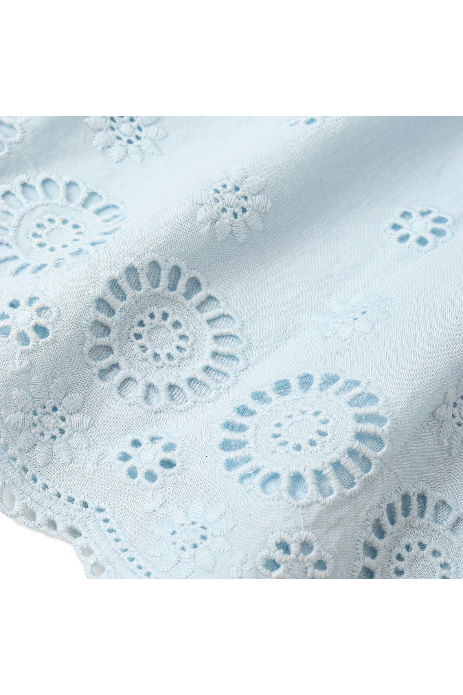 Organic Eyelet Top And Pant Set - Light Blue Eyelet