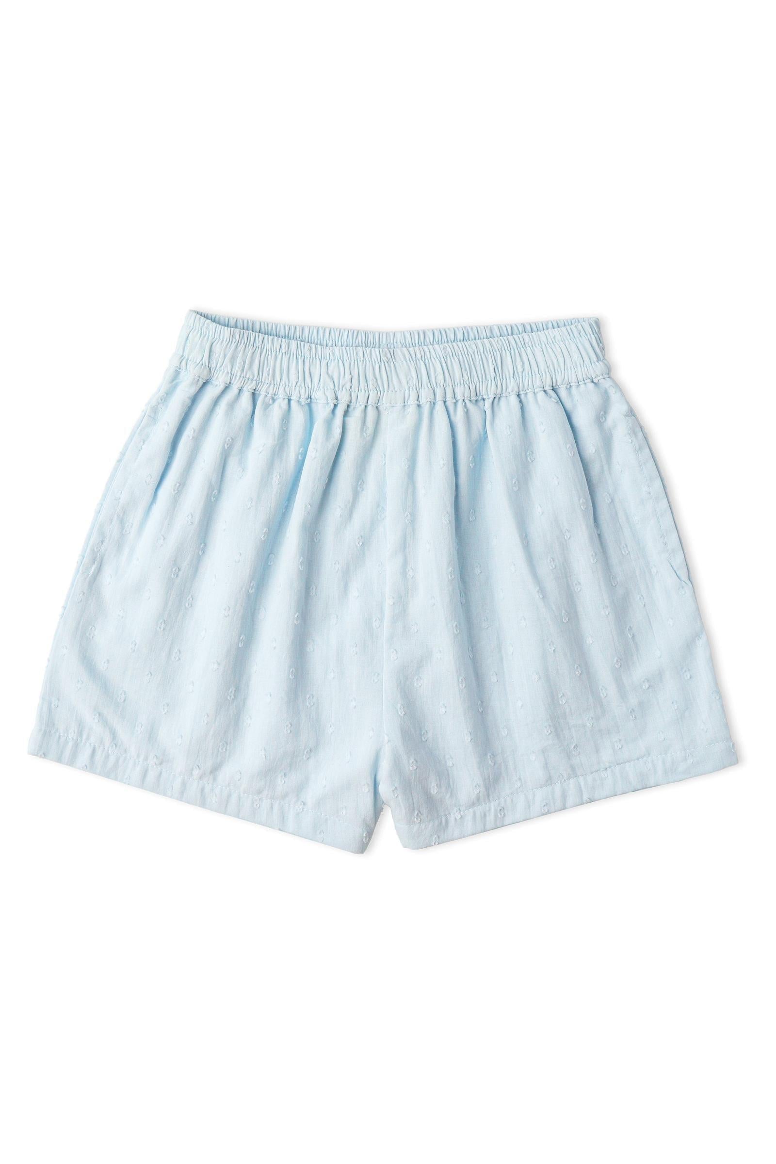 Organic Smocked Top & Shorts Set - Light Blue