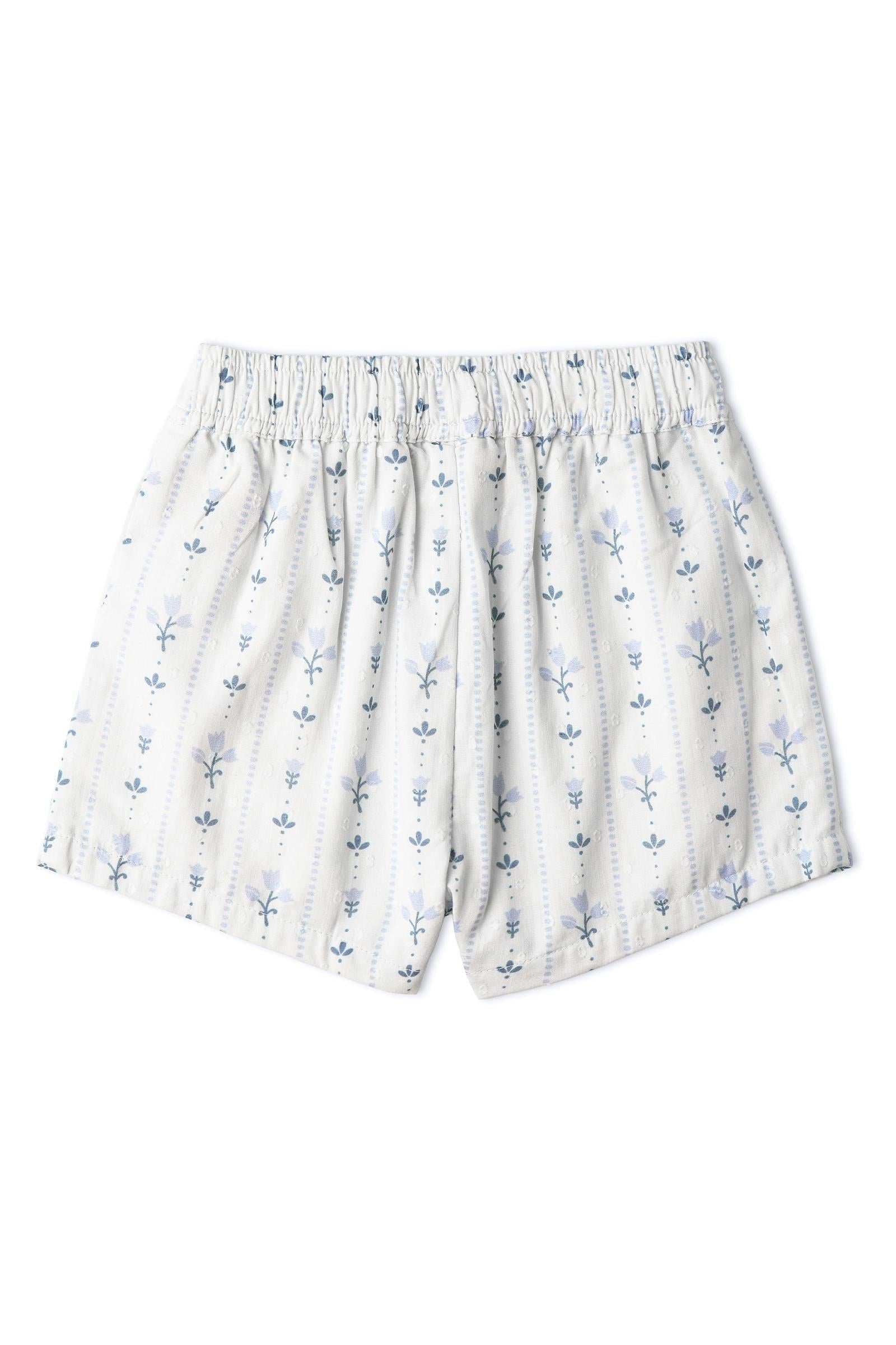 Organic Smocked Top & Shorts Set - Blue Vines