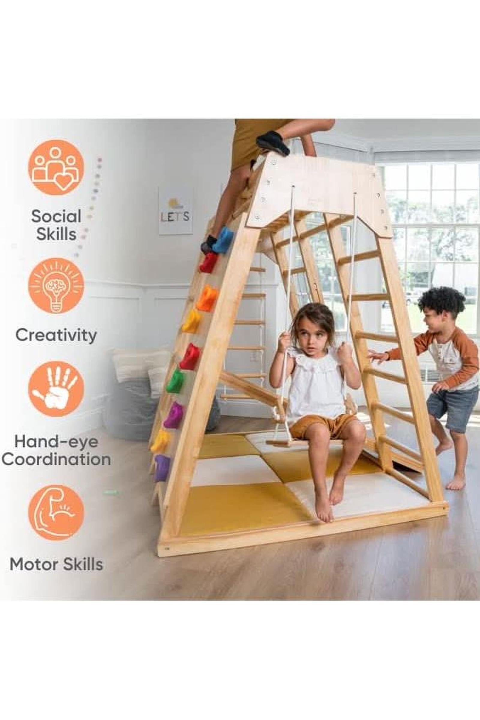Magnolia - Wooden 7-in-1 Climber, Slide, Gym, Playset, Indoor, New Zealand FSC-certified pinewood