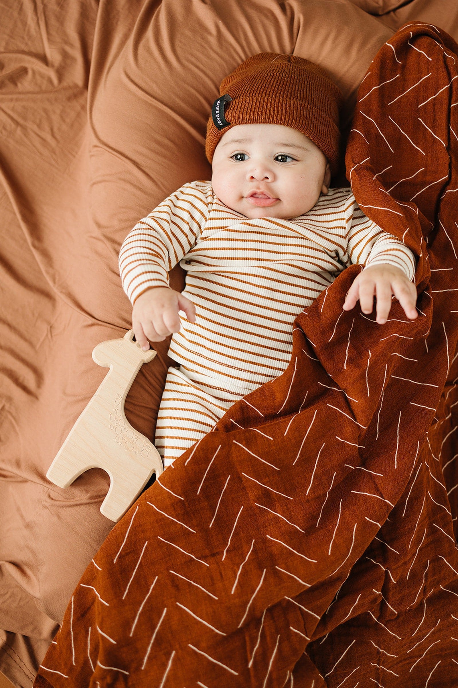 Rust Mudcloth Muslin Swaddle Blanket, 100% Cotton, Baby Essentials