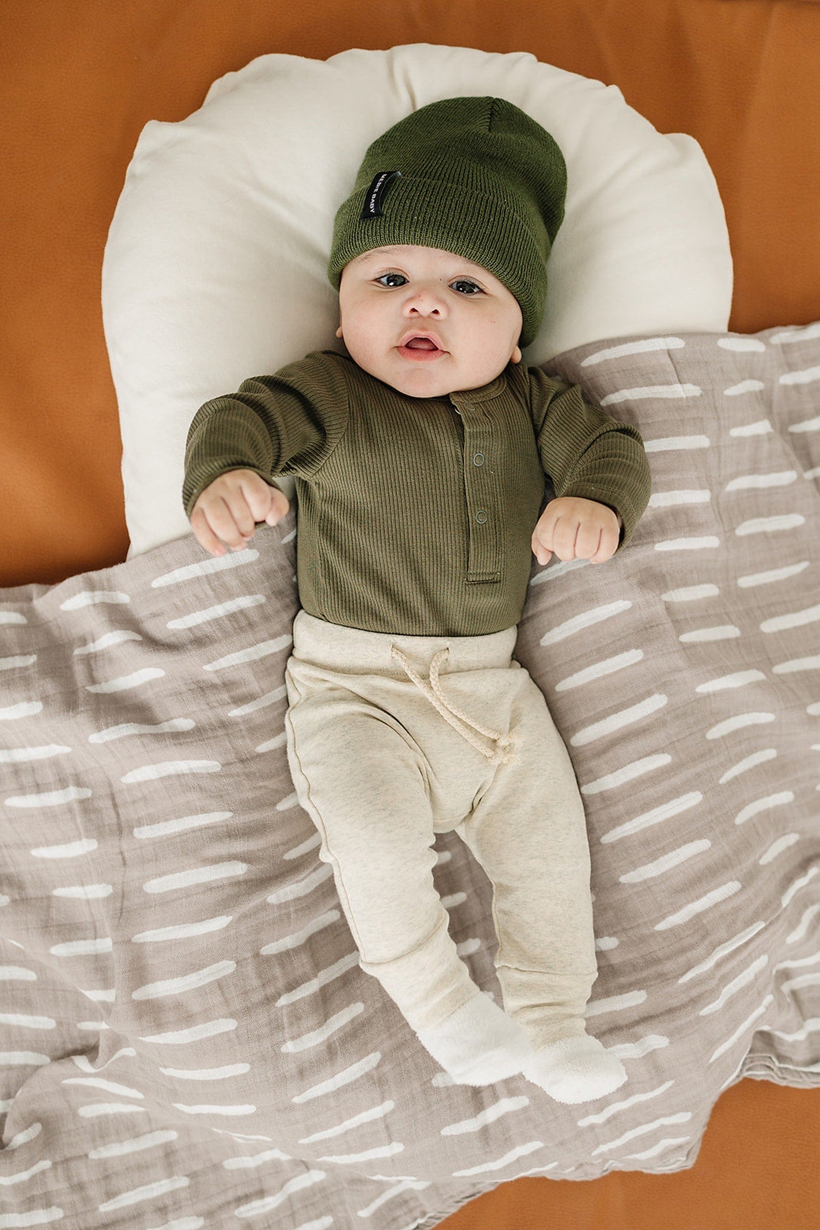Winter Green Organic Snap Long Sleeve Ribbed Bodysuit, Baby Essentials, Cotton