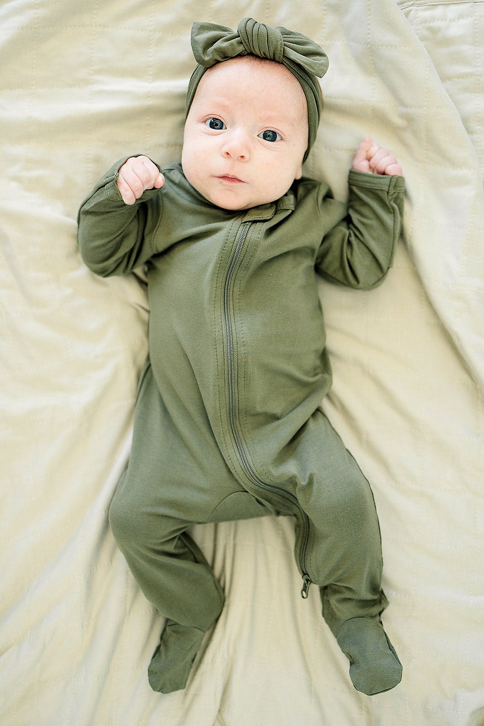 Baby Girl Olive Head Wrap, Bamboo, Baby
