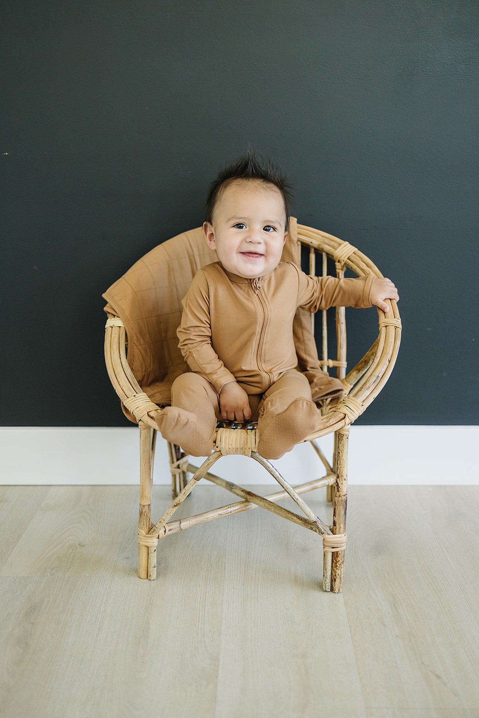 Mustard Footed Zipper Pajama, Bamboo, Baby Essentials