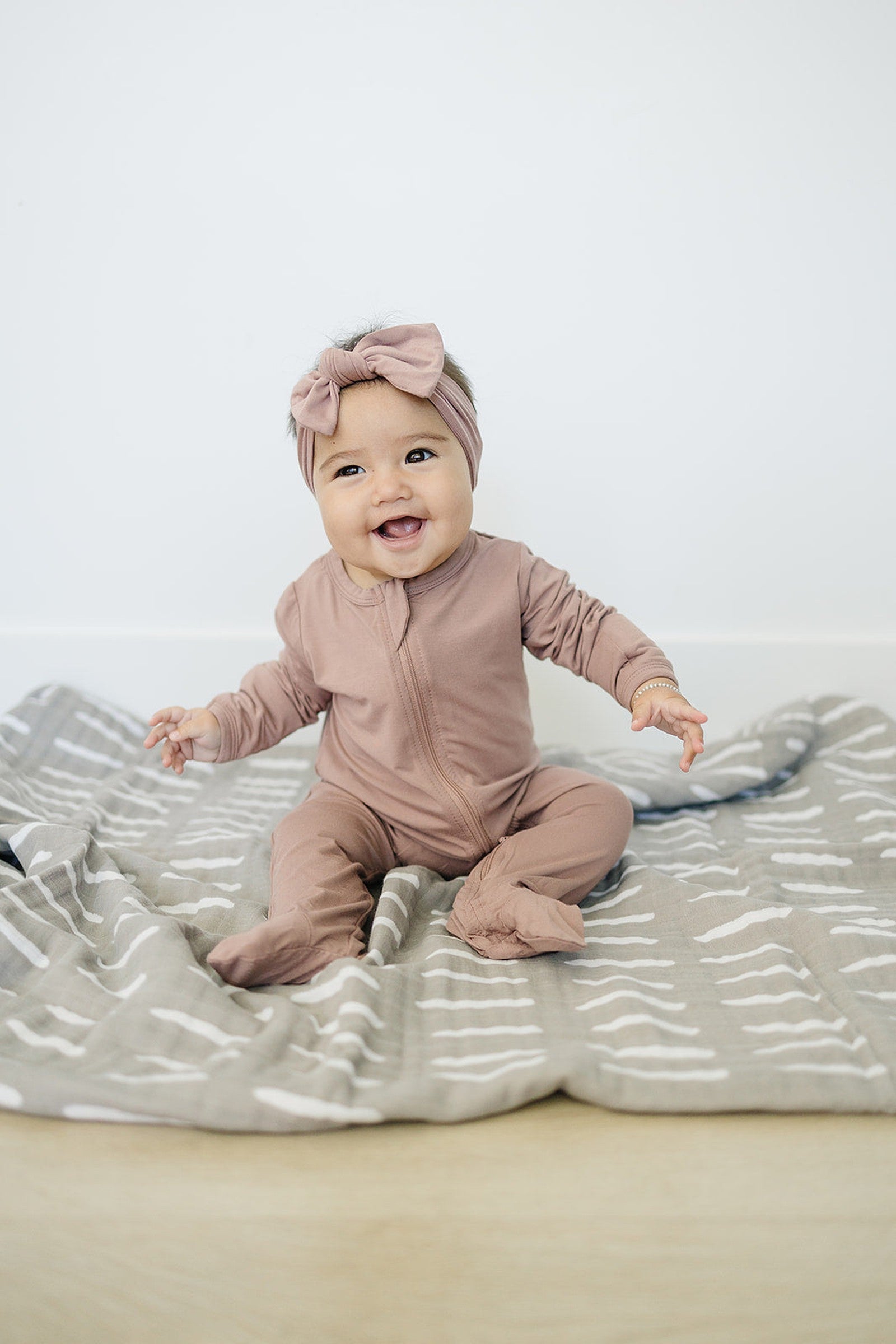 Dusty Rose Footed Zipper Pajama, Bamboo, Baby Essentials