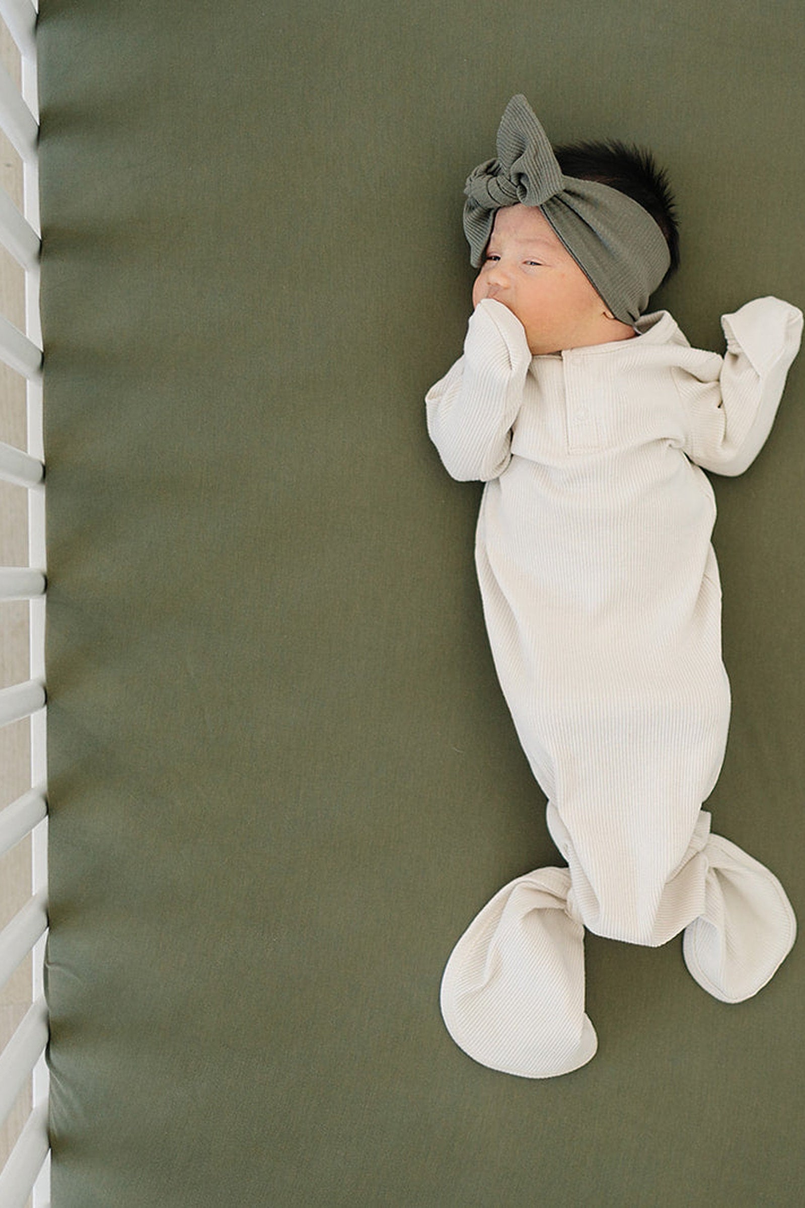 Olive Stretch Crib Sheet, Bamboo, Baby Essentials