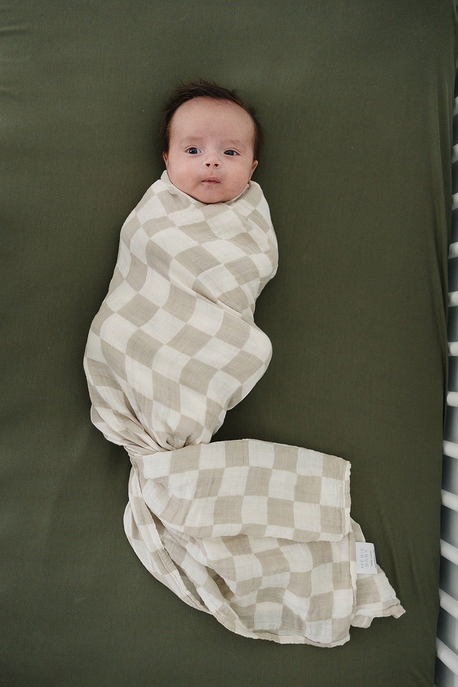 Taupe Checkered Muslin Swaddle Blanket, Hospital Collection, Baby Essentials