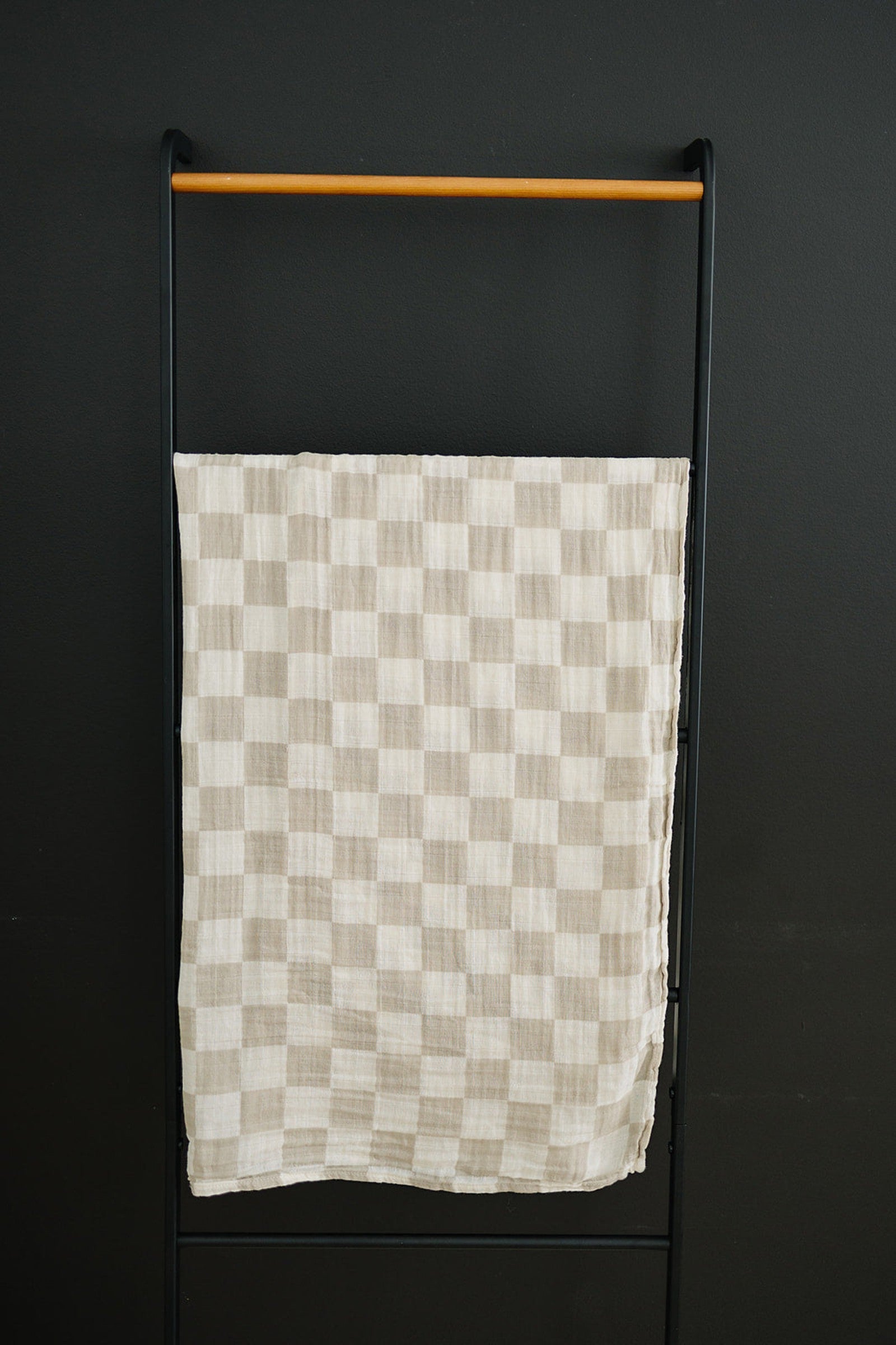 Taupe Checkered Muslin Swaddle Blanket, Hospital Collection, Baby Essentials