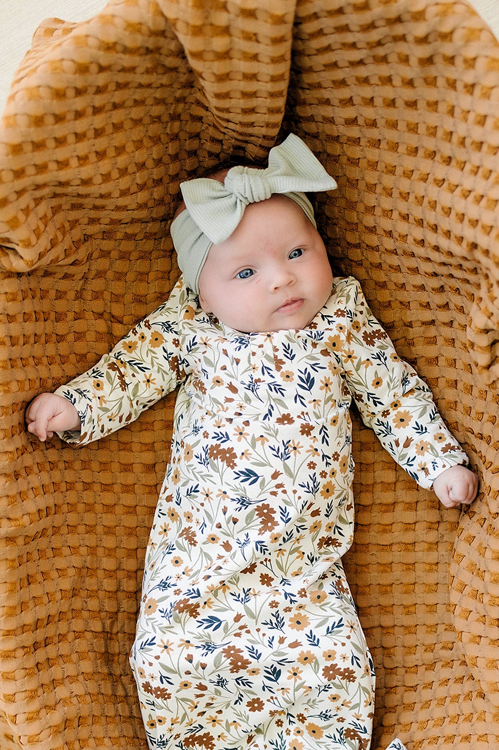 Baby Girl Sage Ribbed Head Wrap, Organic Cotton, Baby