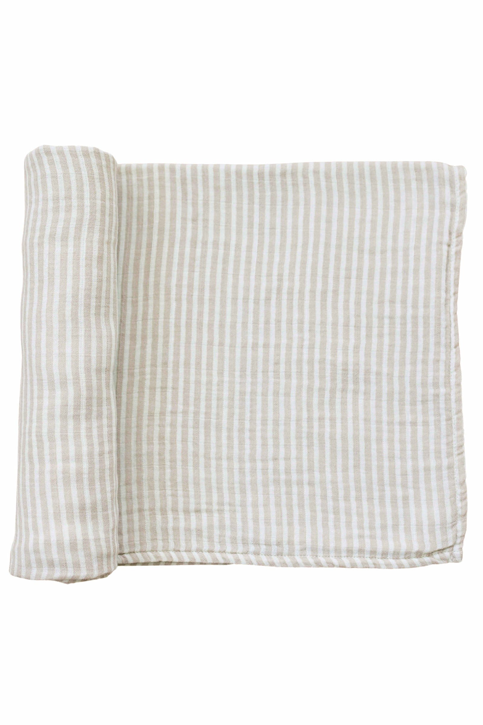 Taupe Stripe Muslin Swaddle Blanket, 100% Cotton, Baby Essentials