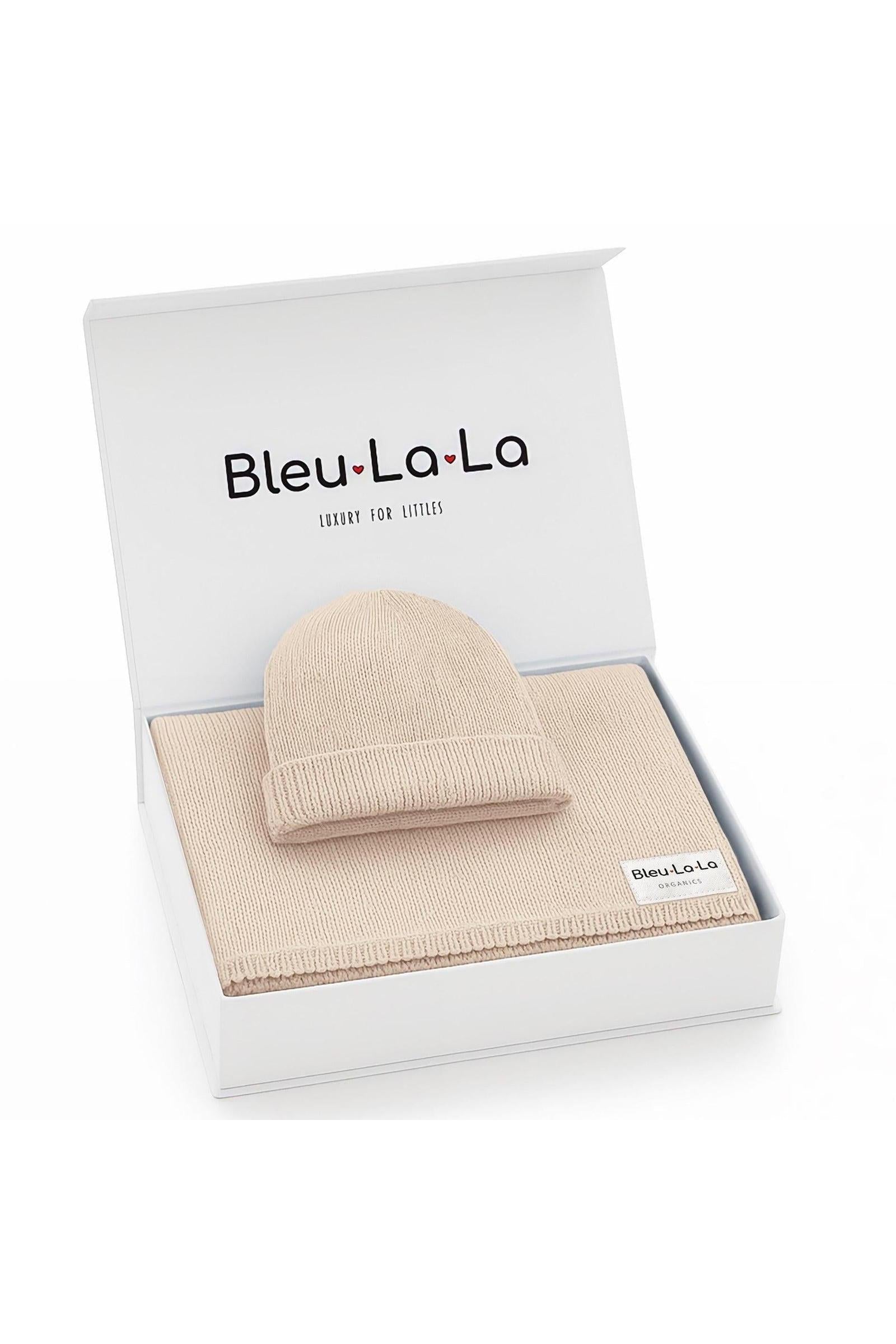 Luxe Collection Knit Baby Blanket + Hat Set with Gift Box, 100% Organic Cotton
