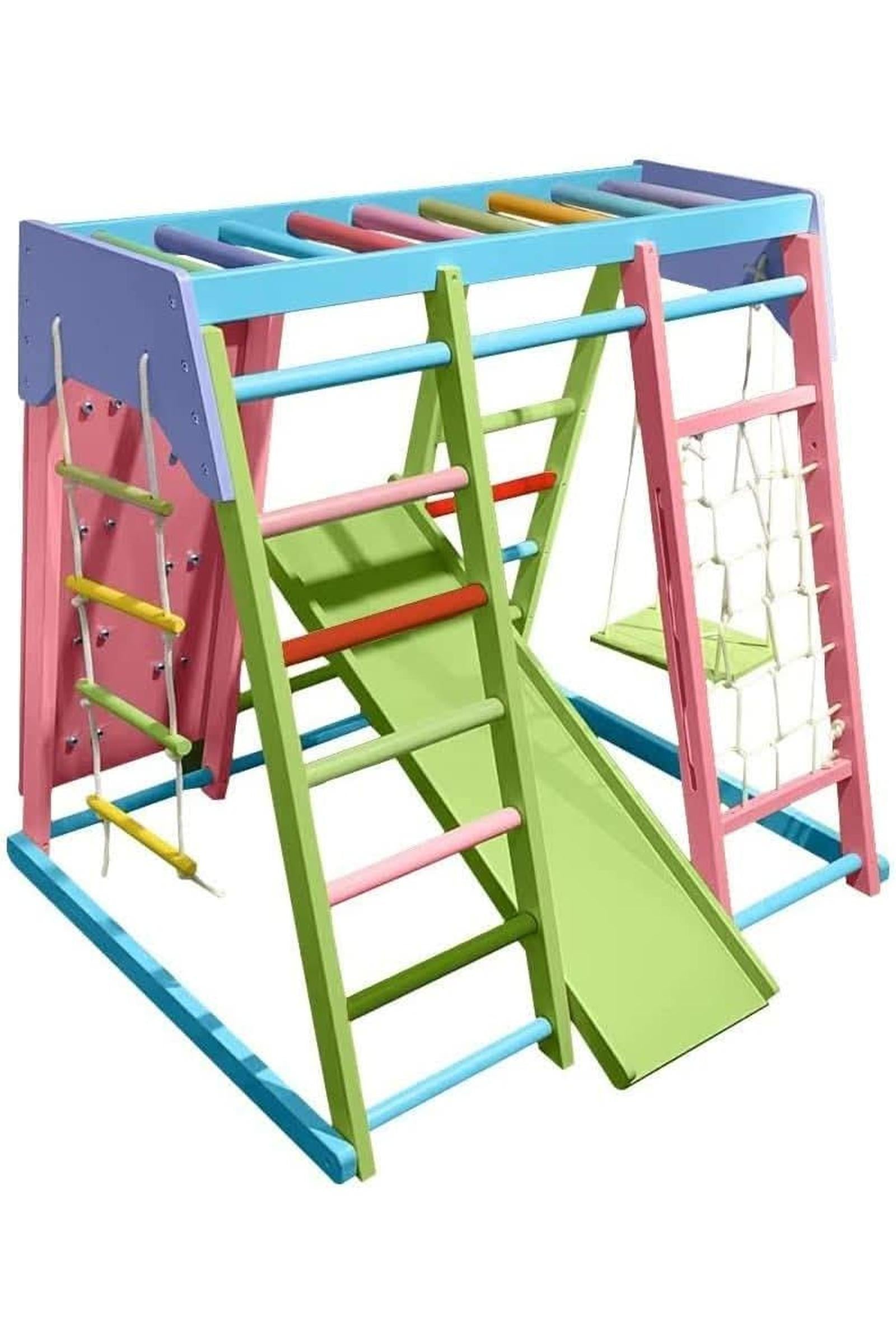 Magnolia - Wooden 7-in-1 Climber, Slide, Gym, Playset, Indoor, New Zealand FSC-certified pinewood