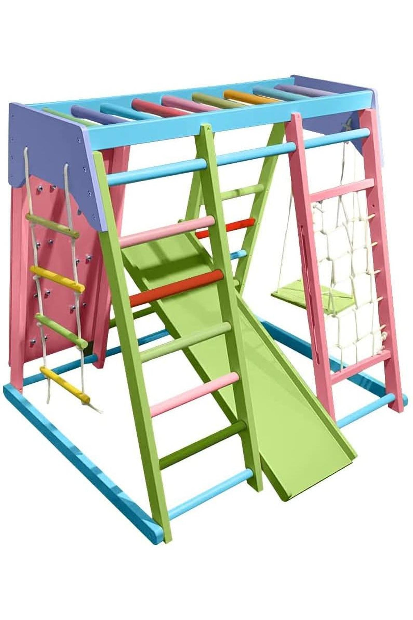 Magnolia - Wooden 7-in-1 Climber, Slide, Gym, Playset, Indoor, New Zealand FSC-certified pinewood