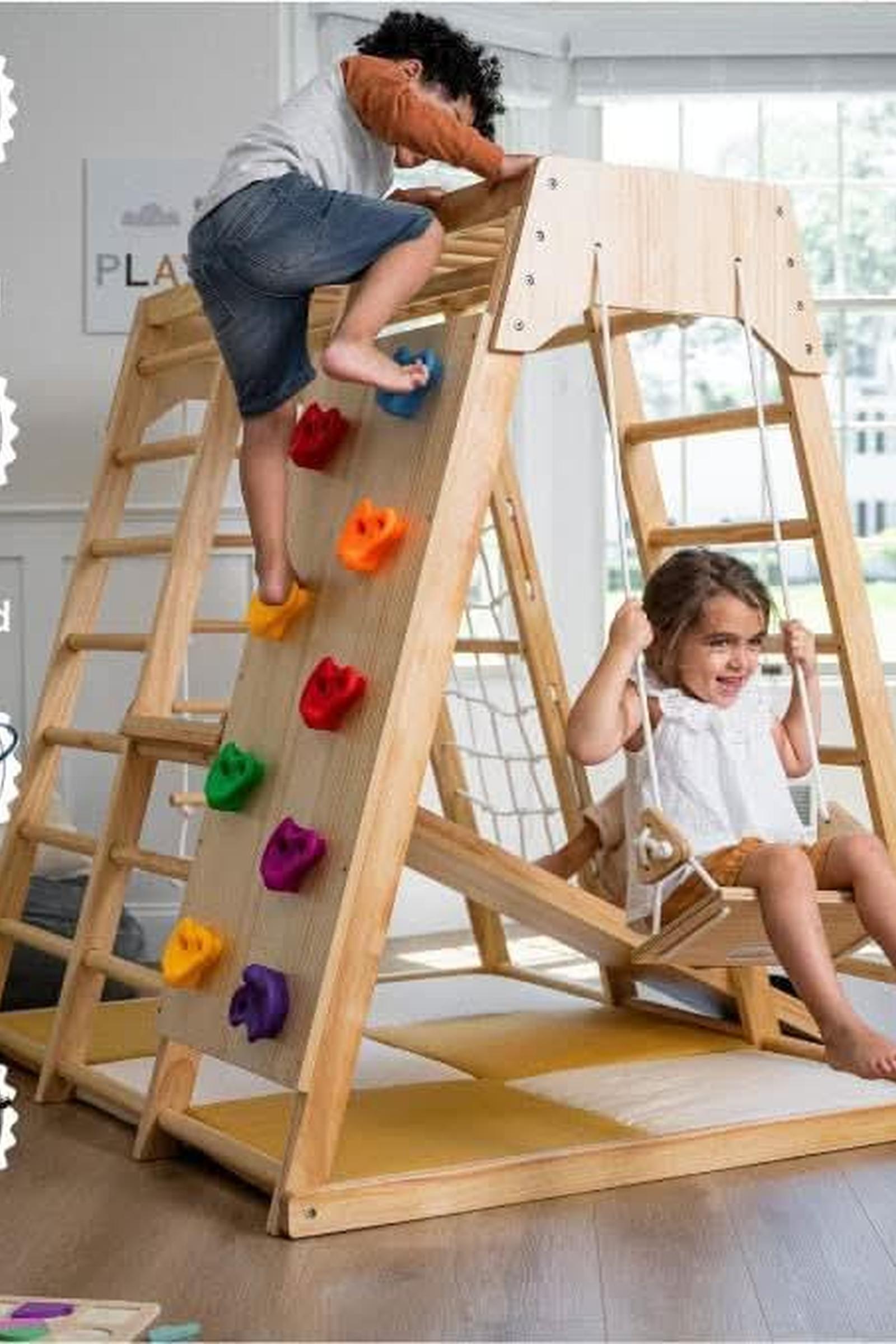 Magnolia - Wooden 7-in-1 Climber, Slide, Gym, Playset, Indoor, New Zealand FSC-certified pinewood