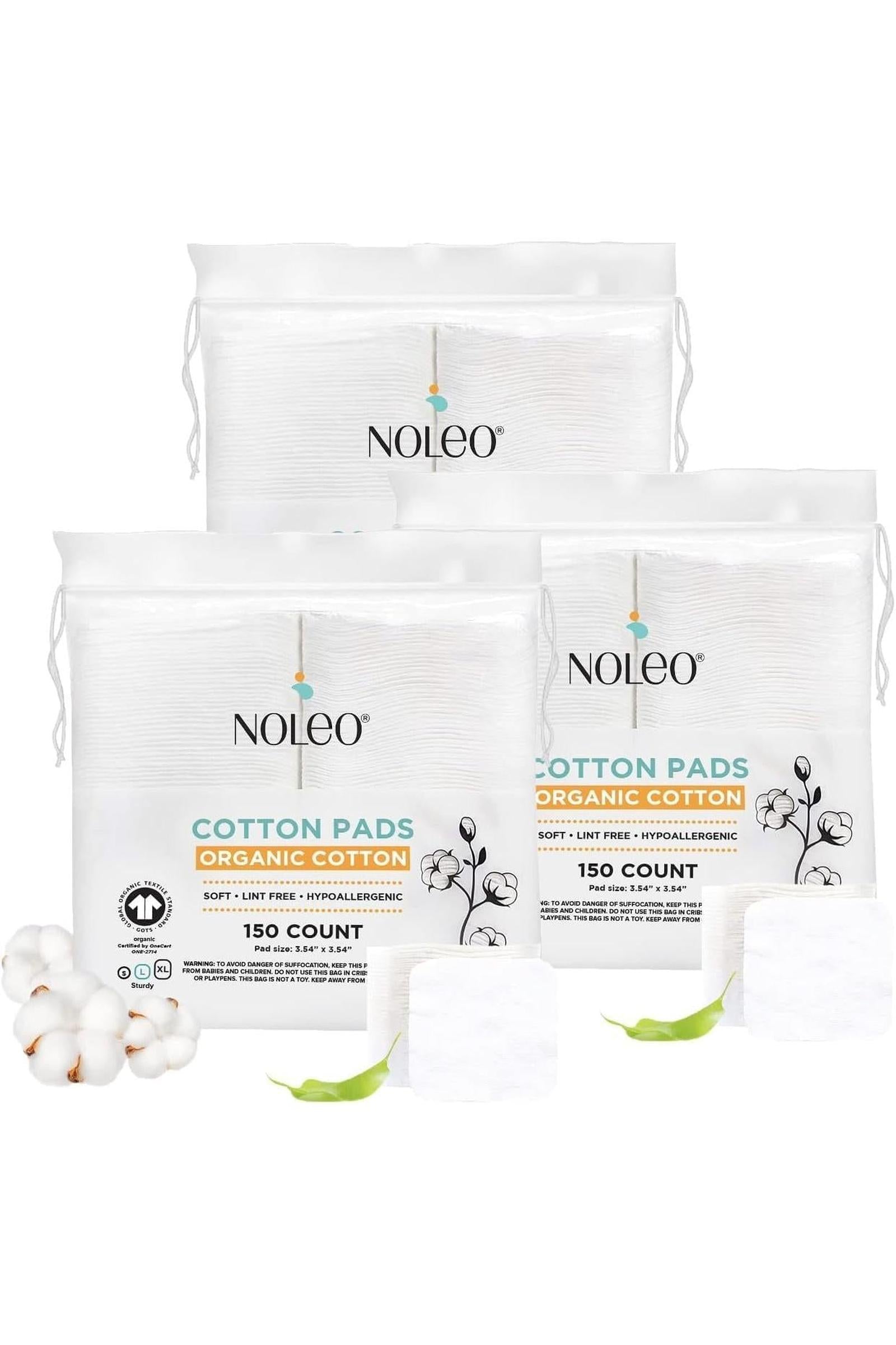 NOLEO Organic Cotton Pads - Large 3.54"x3.54"