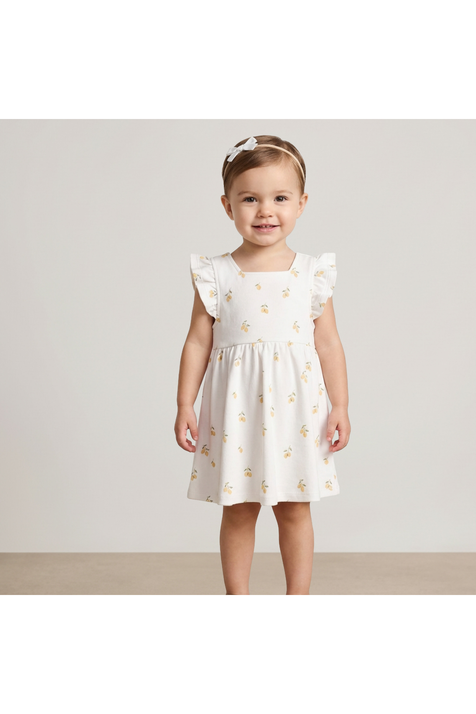 Organic Cutout Back Dress - Lemons