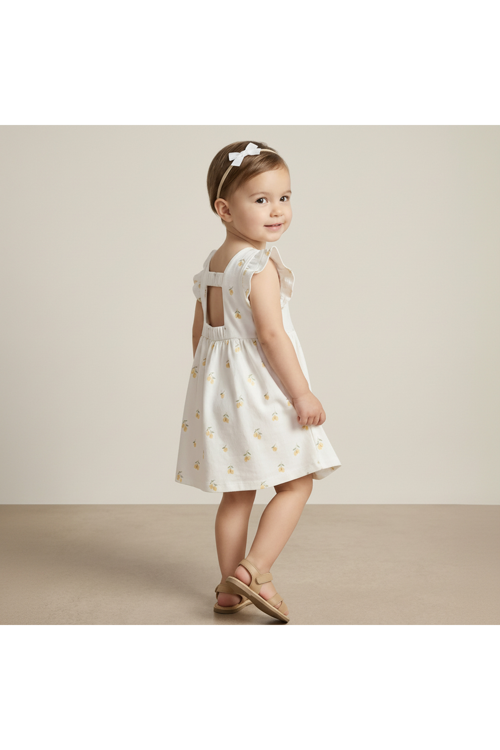 Organic Cutout Back Dress - Lemons