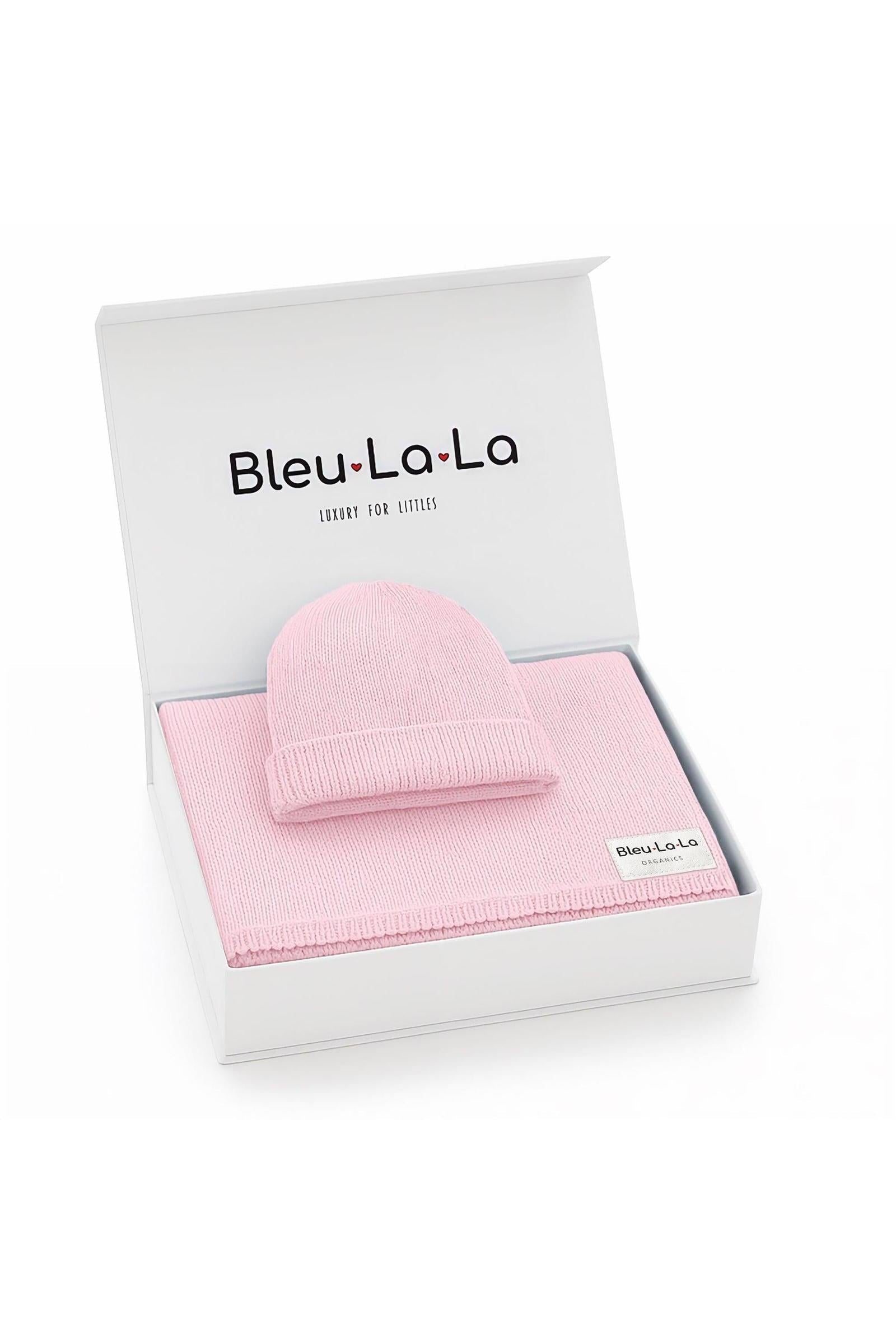 Luxe Collection Knit Baby Blanket + Hat Set with Gift Box, 100% Organic Cotton