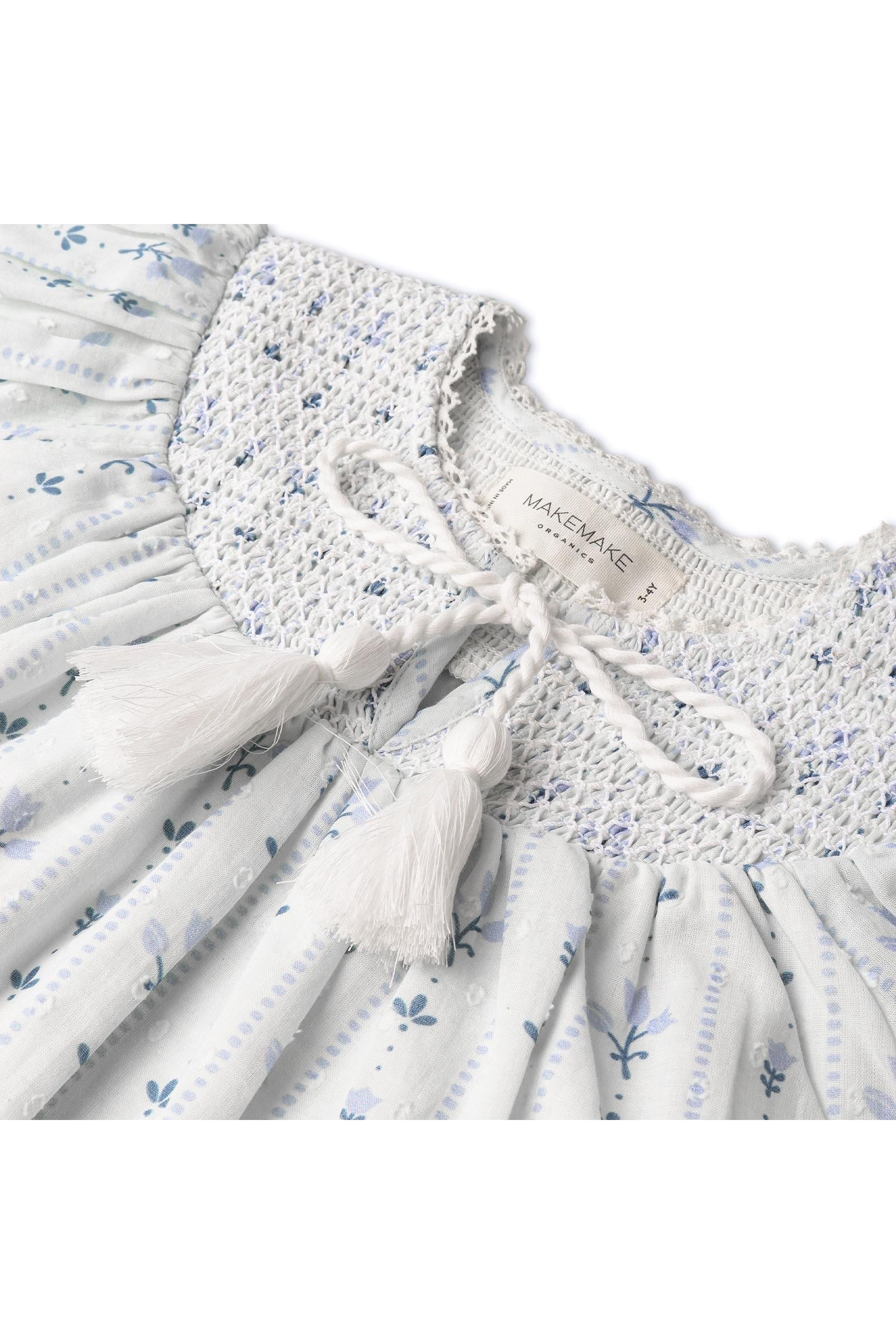 Organic Smocked Top & Shorts Set - Blue Vines