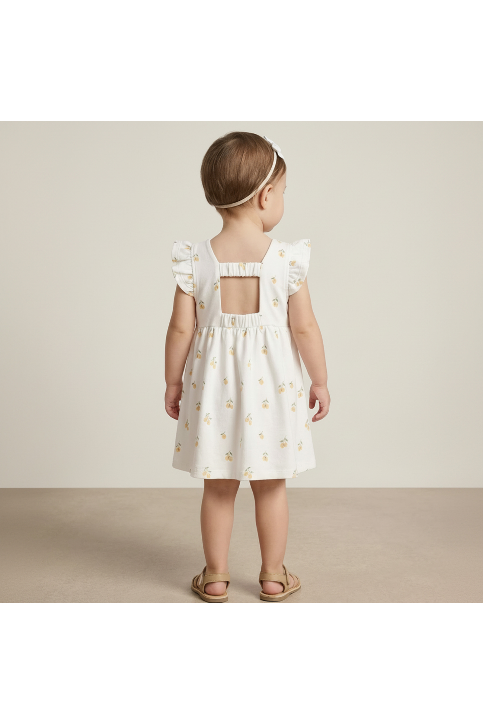 Organic Cutout Back Dress - Lemons