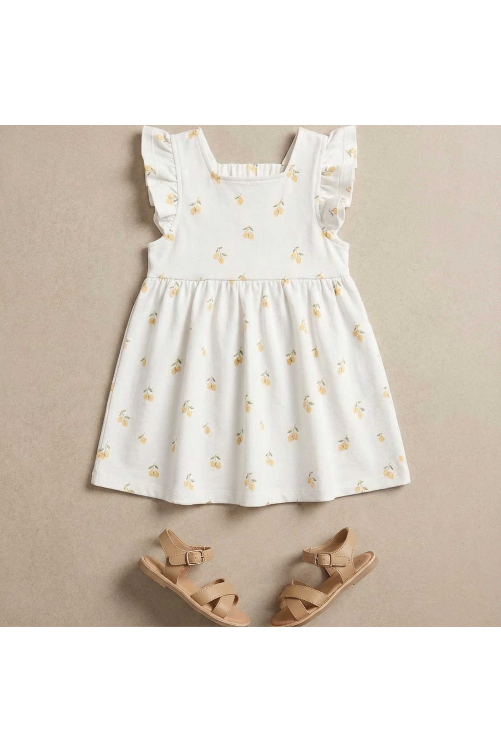 Organic Cutout Back Dress - Lemons