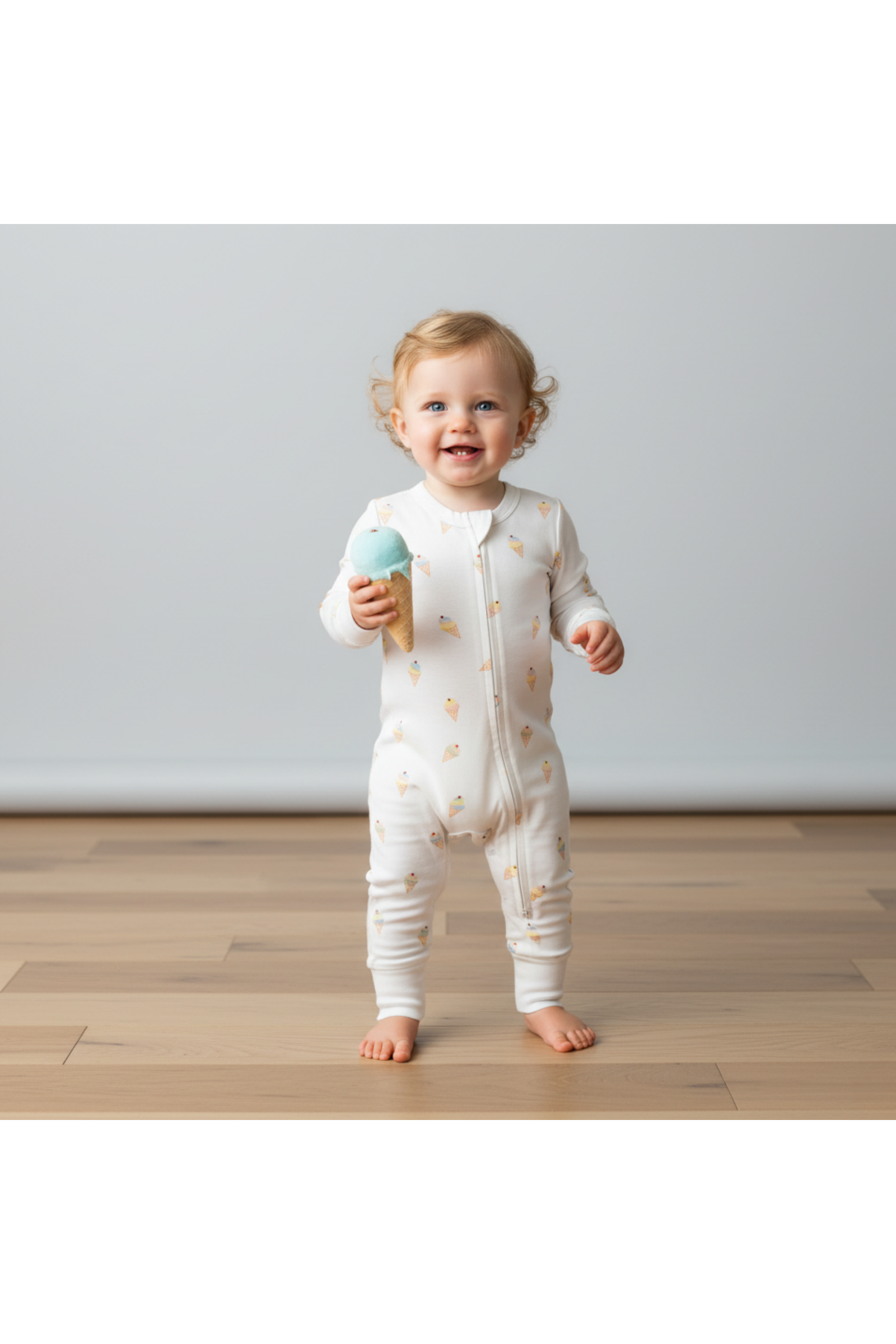Organic 2-Way Zip Romper - Ice Cream