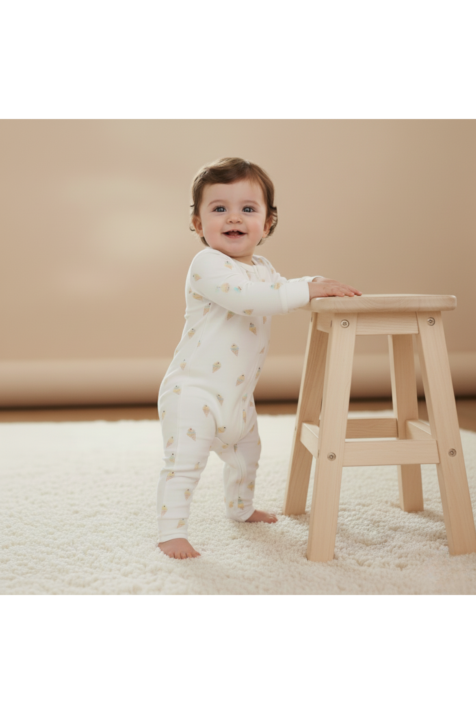 Organic 2-Way Zip Romper - Ice Cream