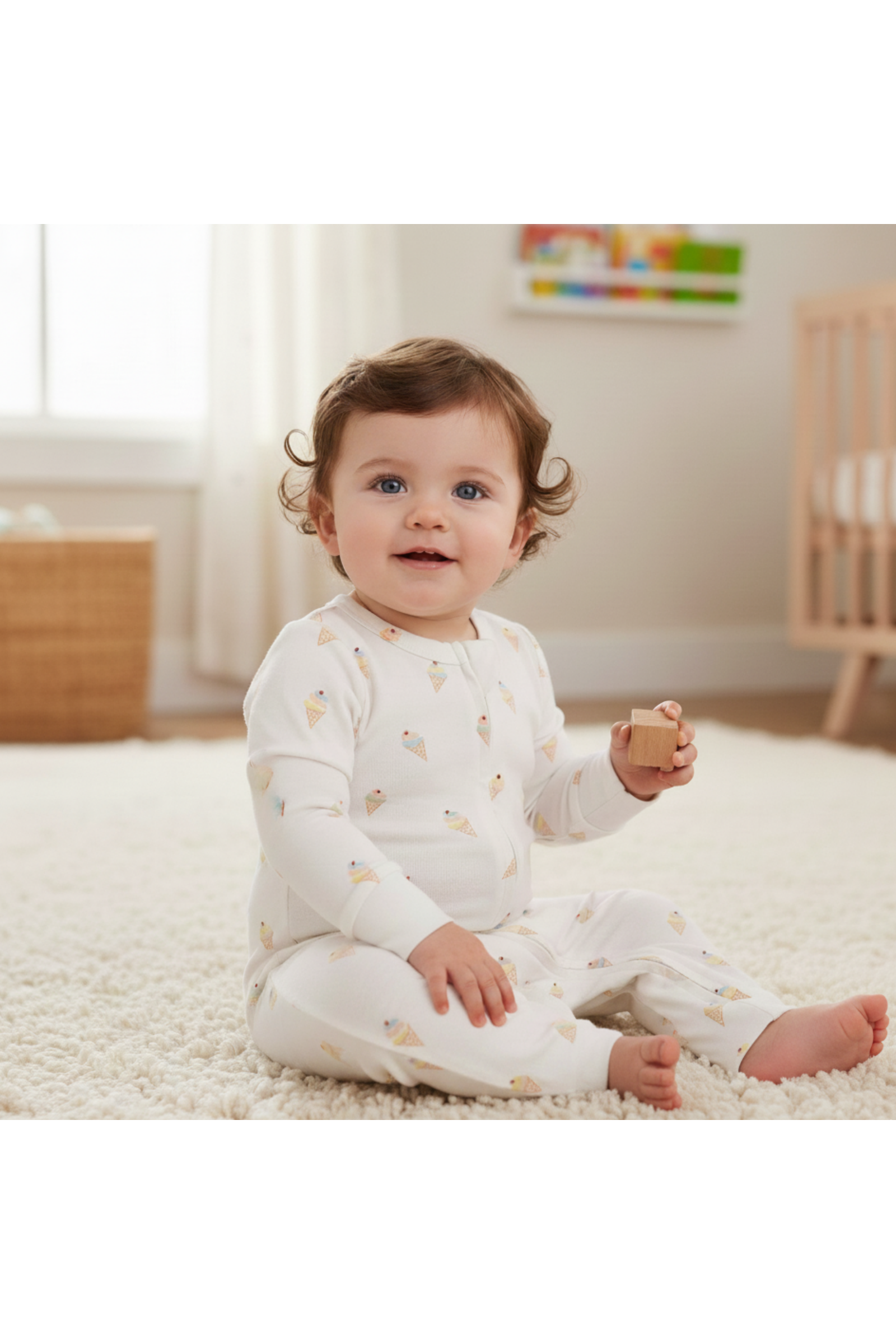 Organic 2-Way Zip Romper - Ice Cream