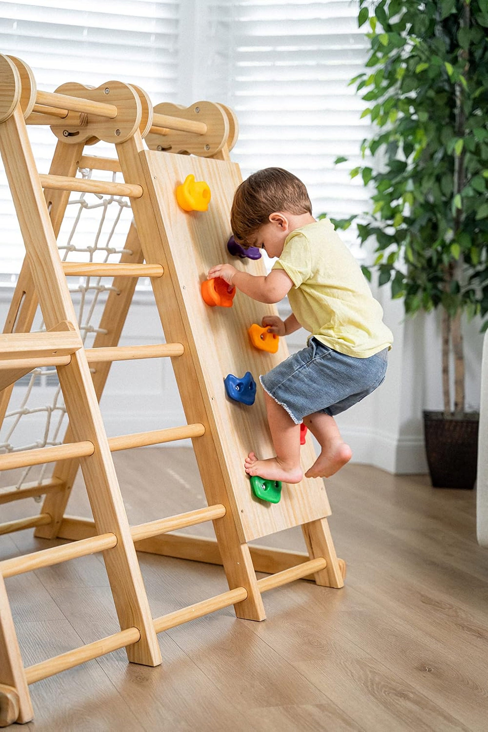 Chestnut 8-in-1 Foldable Jungle Gym for Toddlers, Indoor, Montessori Inspired