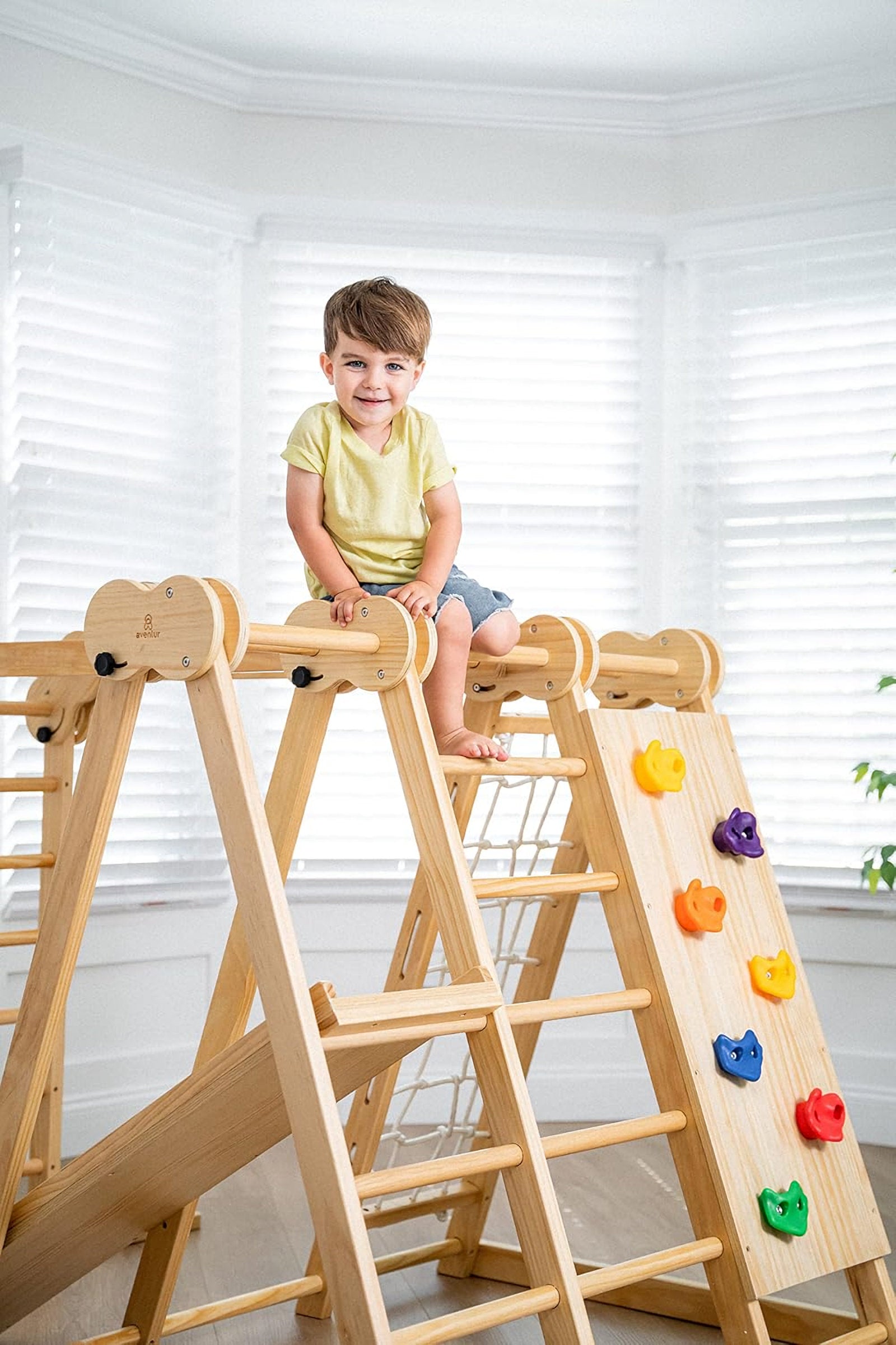 Chestnut 8-in-1 Foldable Jungle Gym for Toddlers, Indoor, Montessori Inspired