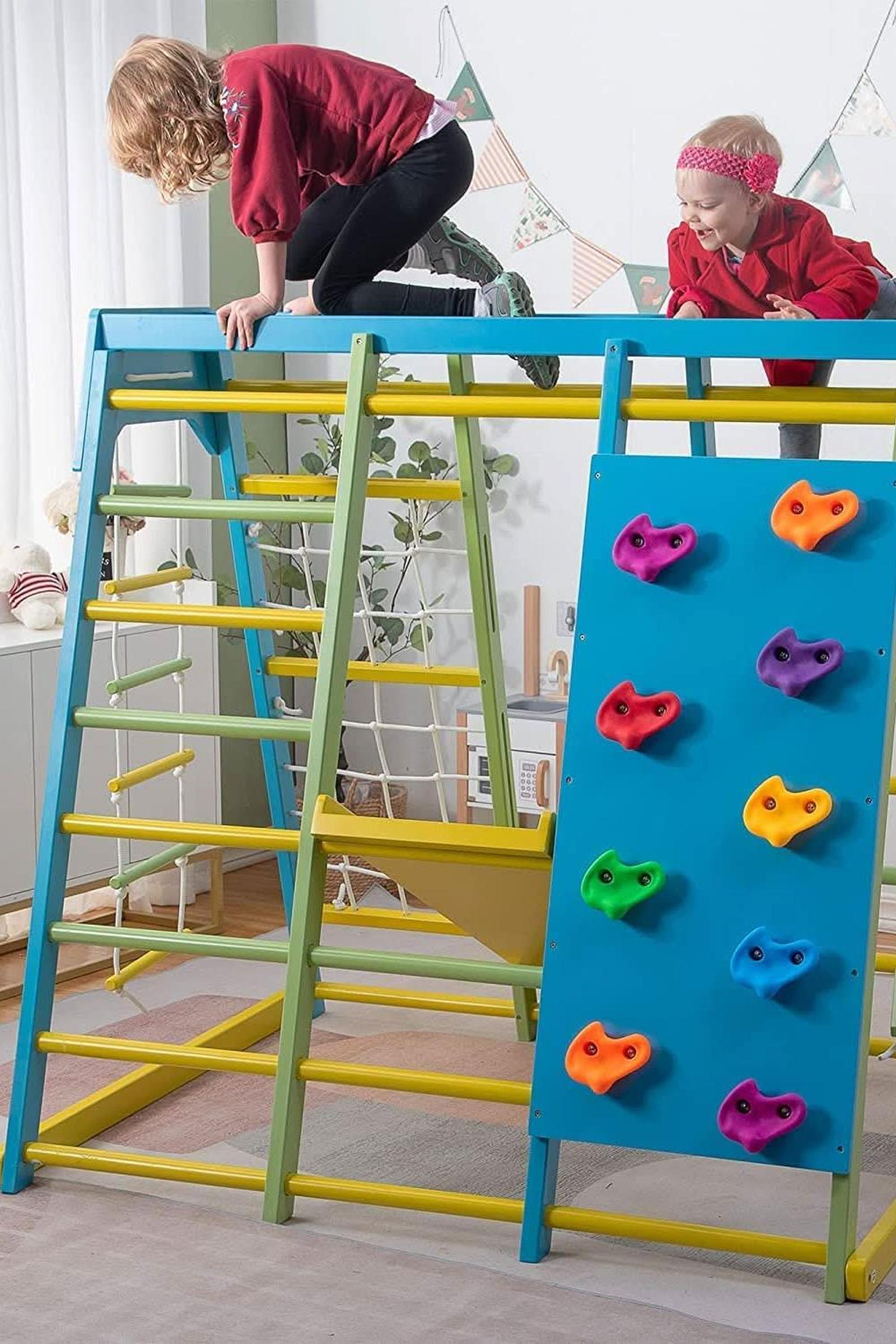 Magnolia - Wooden 7-in-1 Climber, Slide, Gym, Playset, Indoor, New Zealand FSC-certified pinewood