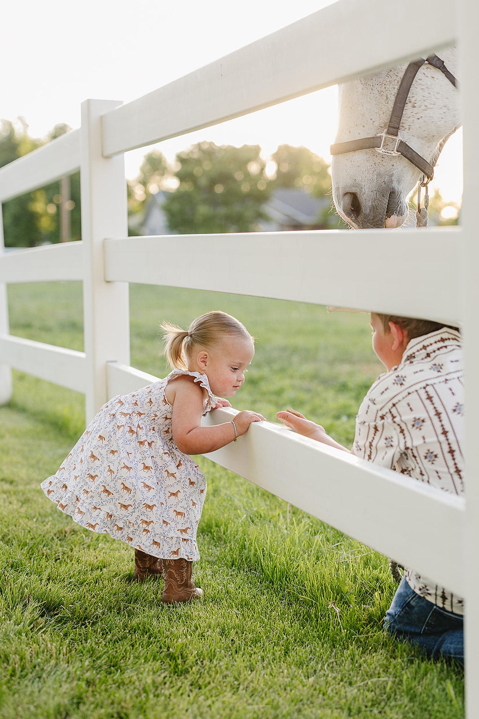 Western Pony Print Smocked Dress for Baby & Kids