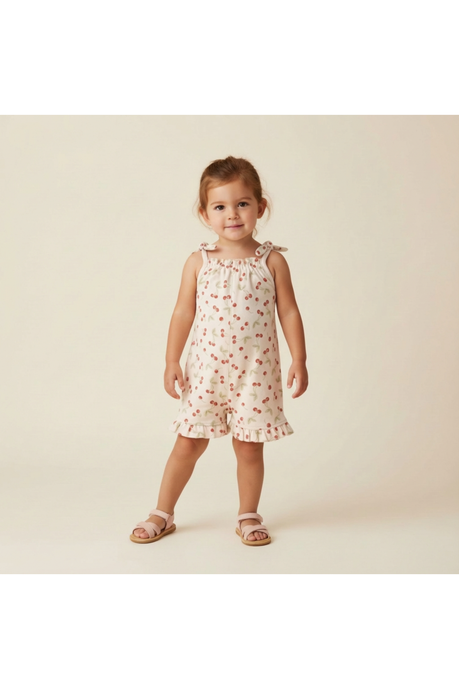 Organic Ruffle Jumpsuit - Cherry