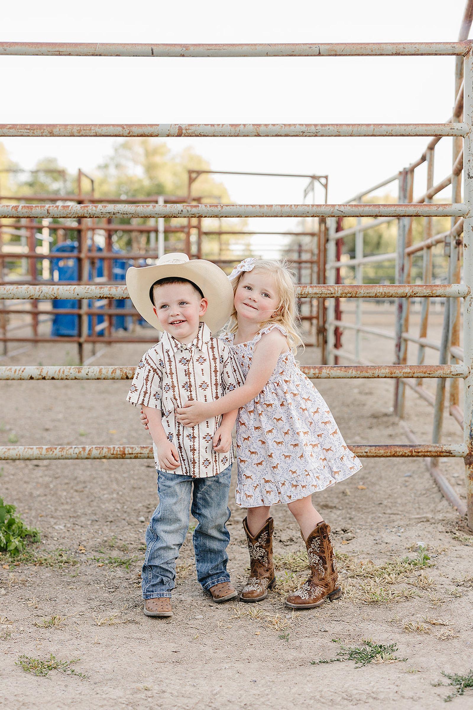 Western Pony Print Smocked Dress for Baby & Kids